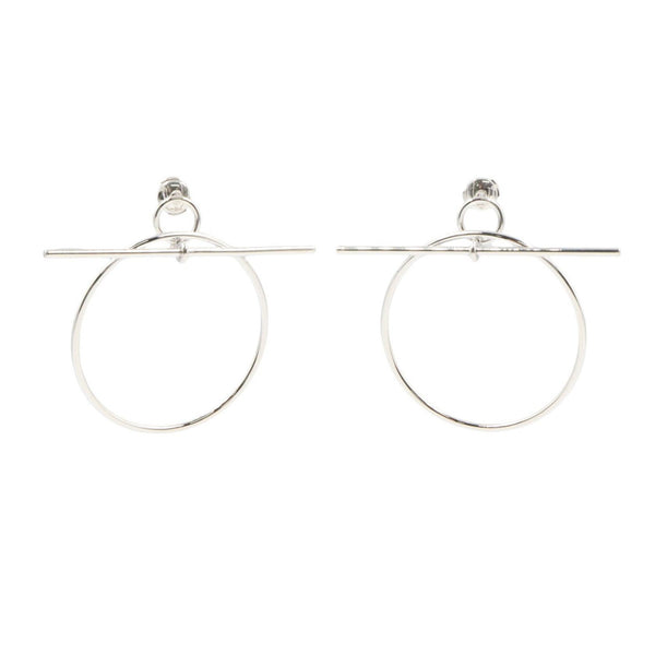Hermes Loop Silver Earrings