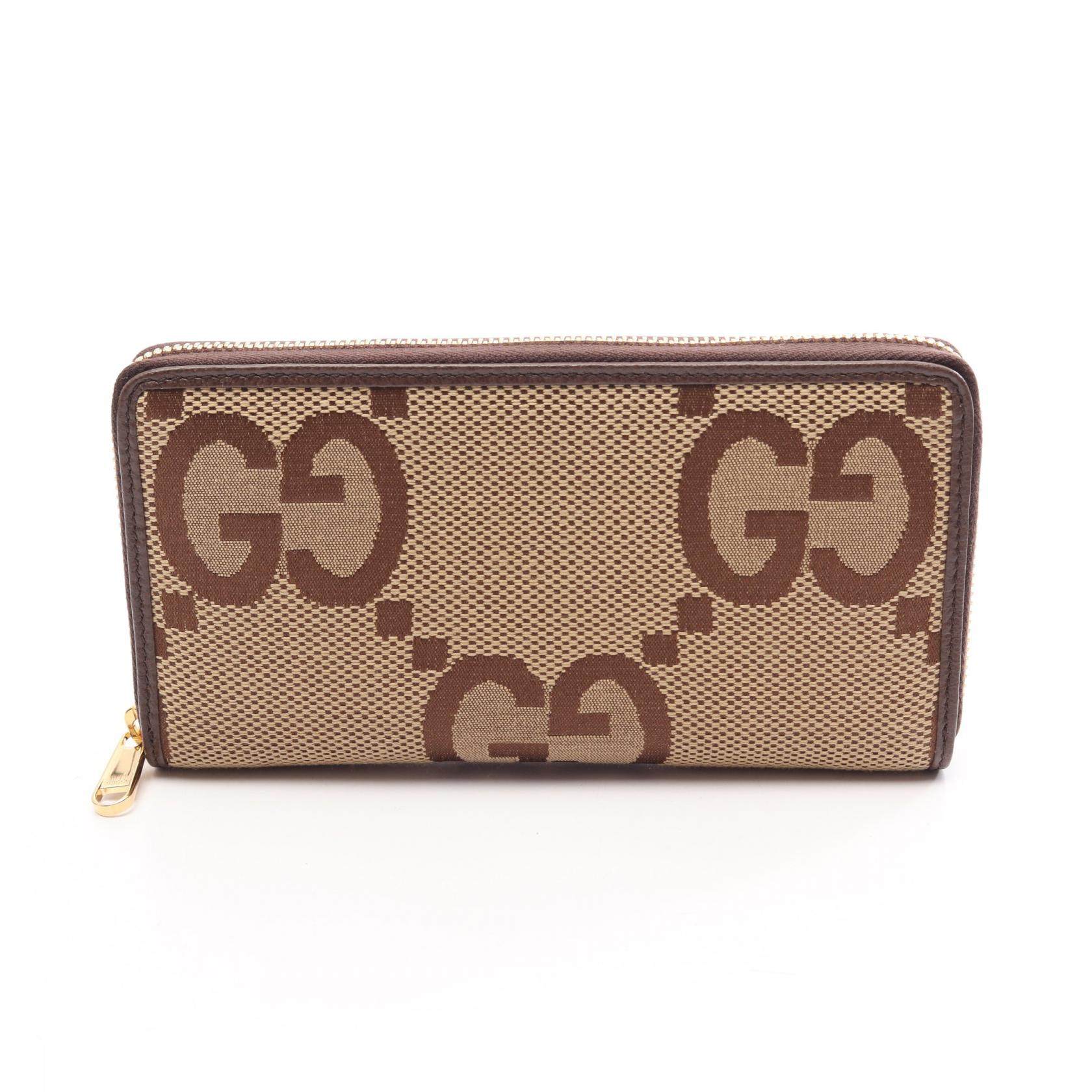 Gucci Jumbo GG Canvas Leather Long Zip Wallet