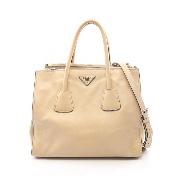 PRADA Triangle Logo Leather 2way Tote Bag