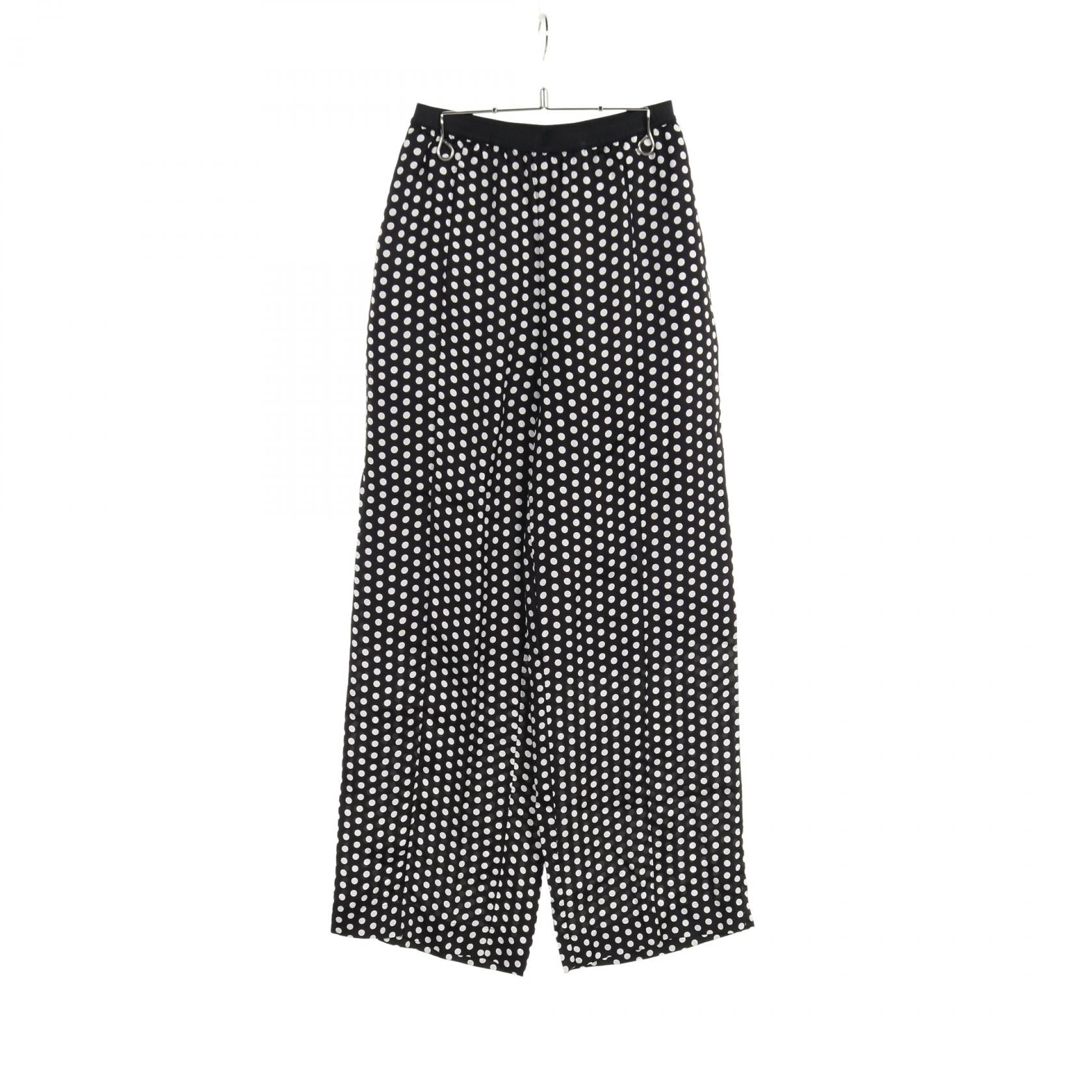 PLAN C Polka Dot Rayon Pants Black