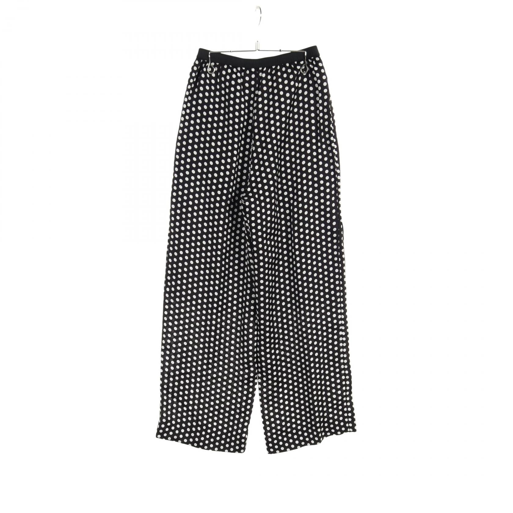 PLAN C Polka Dot Rayon Pants Black