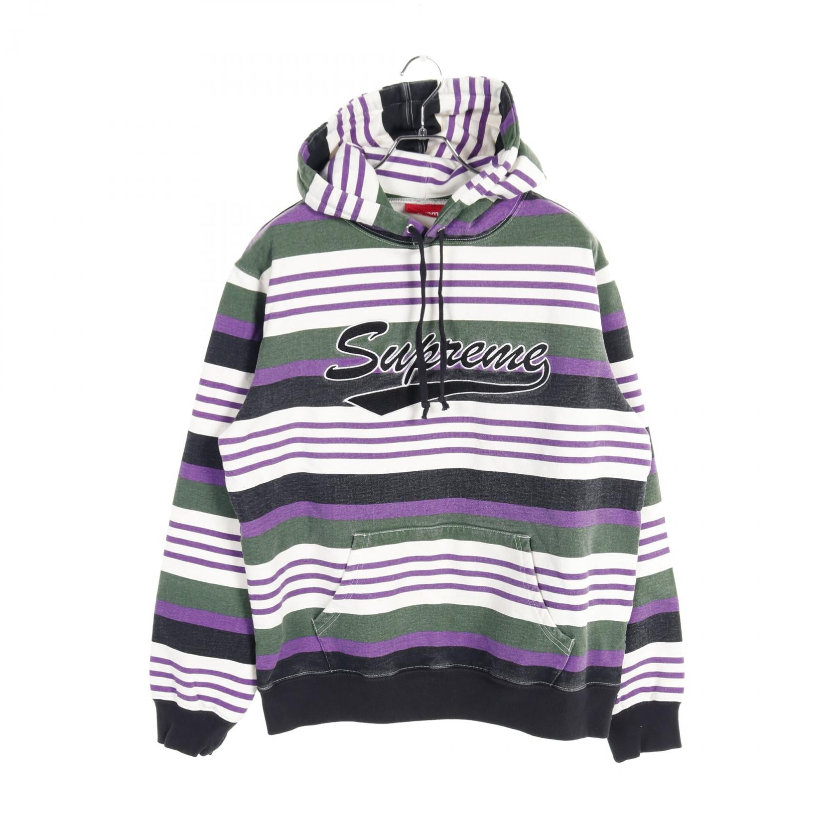 Supreme Striped Hooded Sweatshirt Cotton