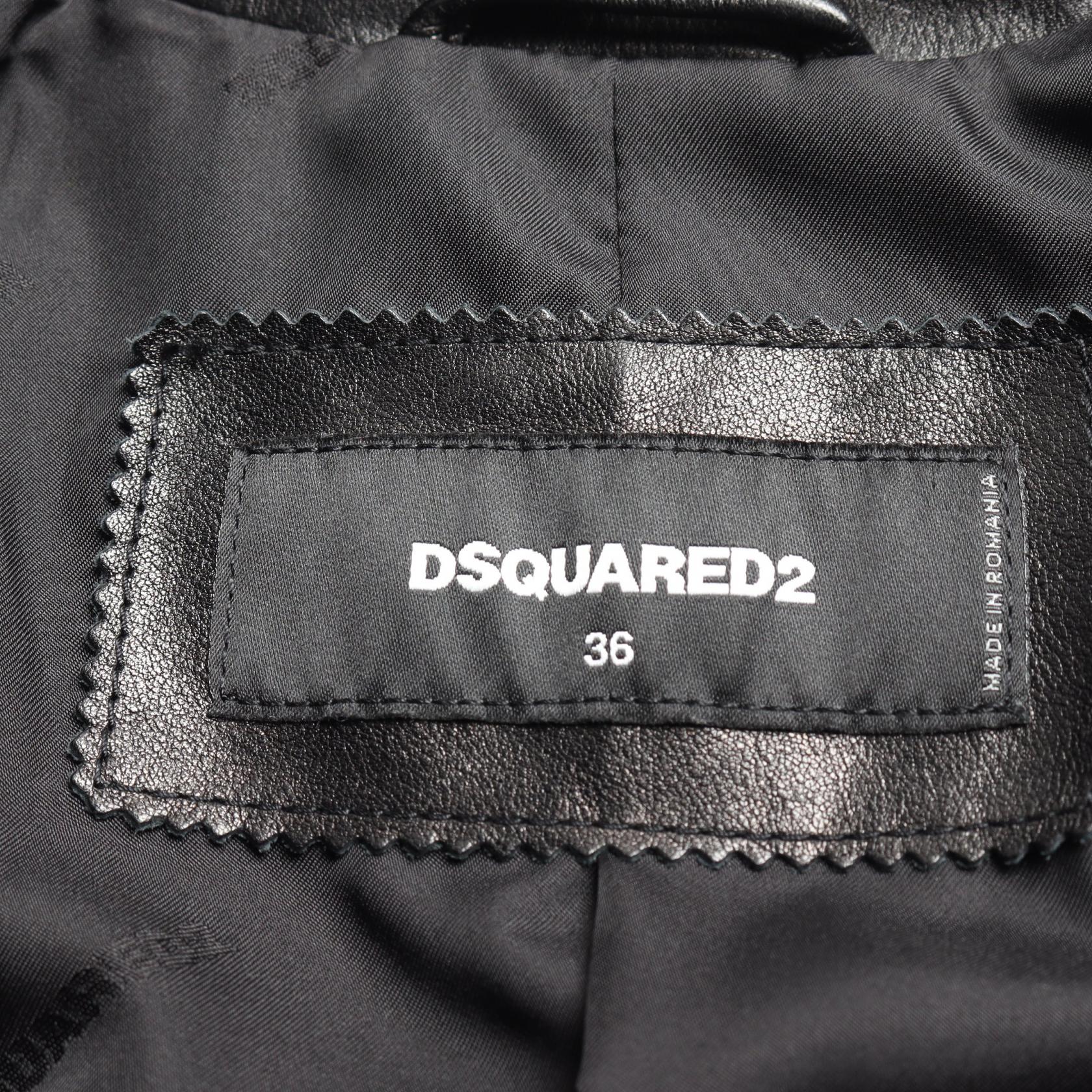 Dsquared2 Leather Riders Jacket Black