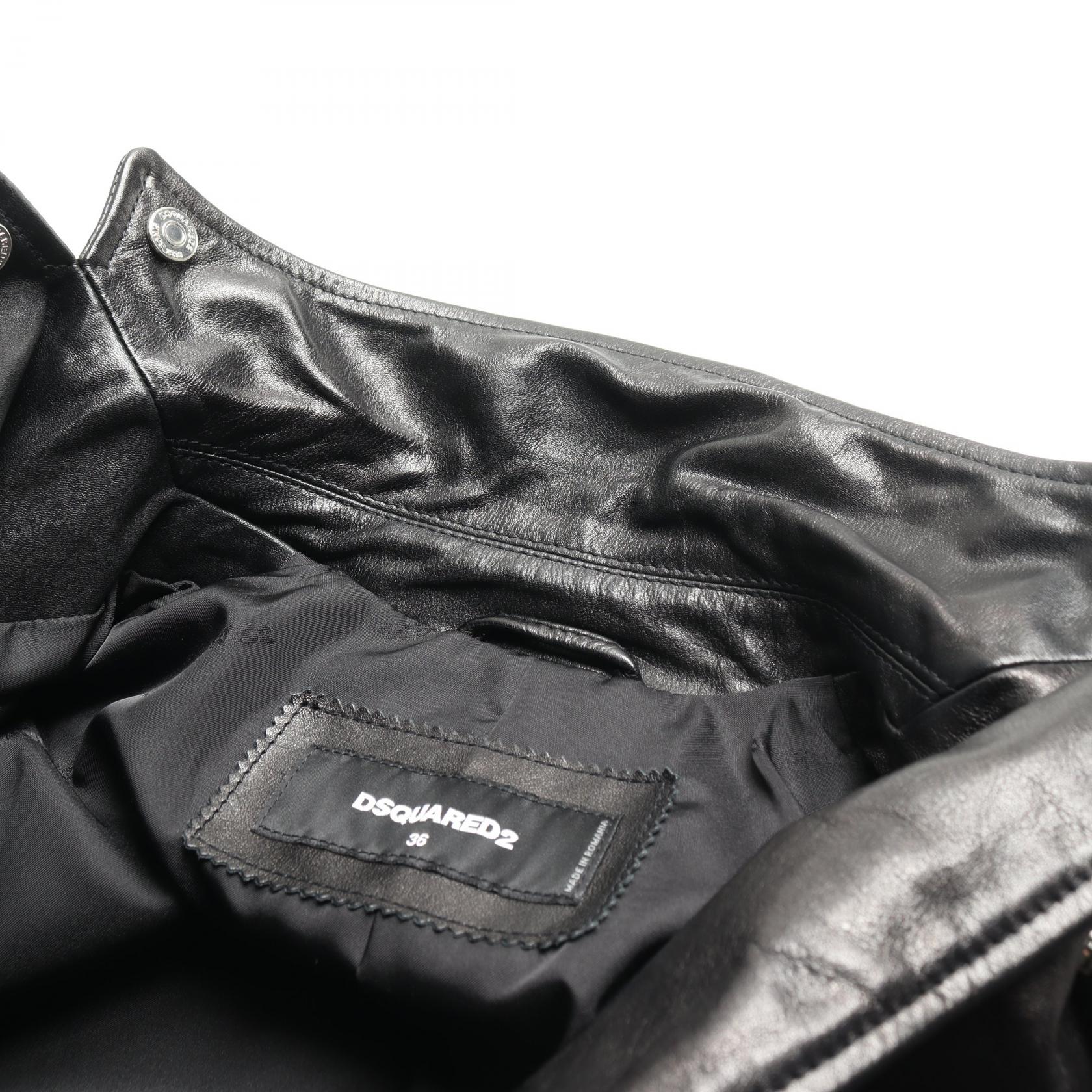 Dsquared2 Leather Riders Jacket Black