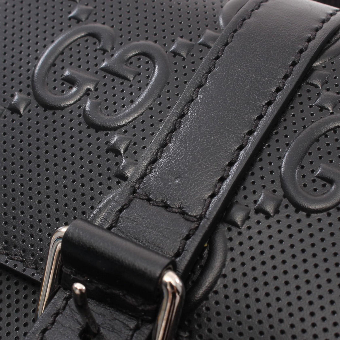 Gucci GG Embossed Perforated Leather Double Belt Bag  Leather Belt Bag in Great Condition