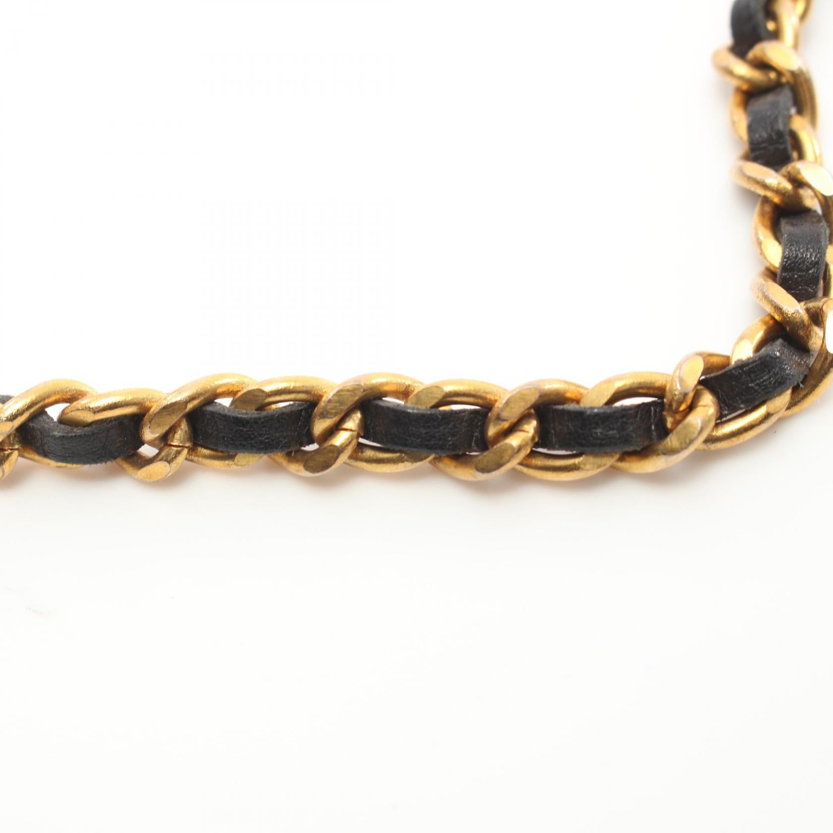 Chanel Leather Chain Belt Gold/Black