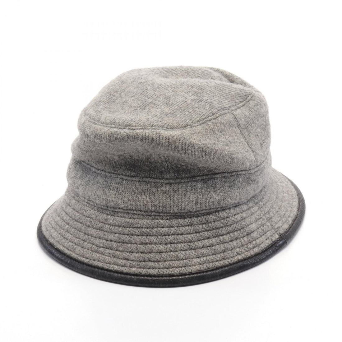 Hermes Wool Leather Hat Gray/Black