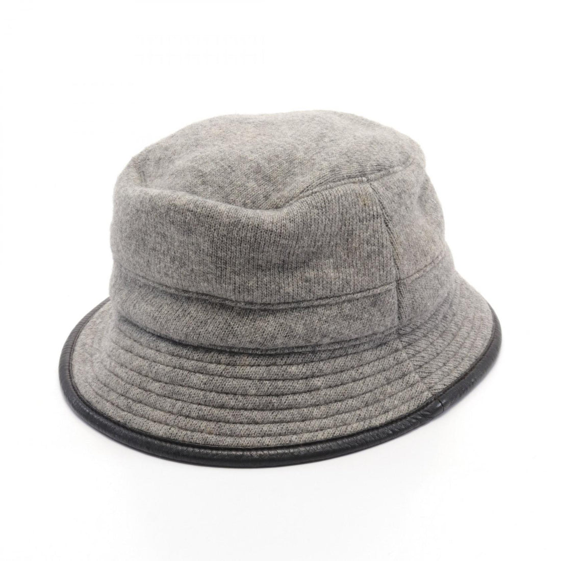 Hermes Wool Leather Hat Gray/Black