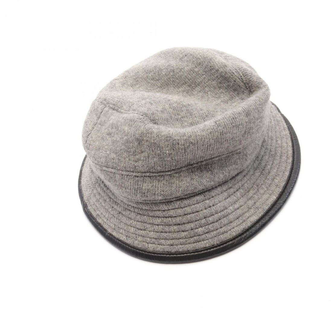 Hermes Wool Leather Hat Gray/Black