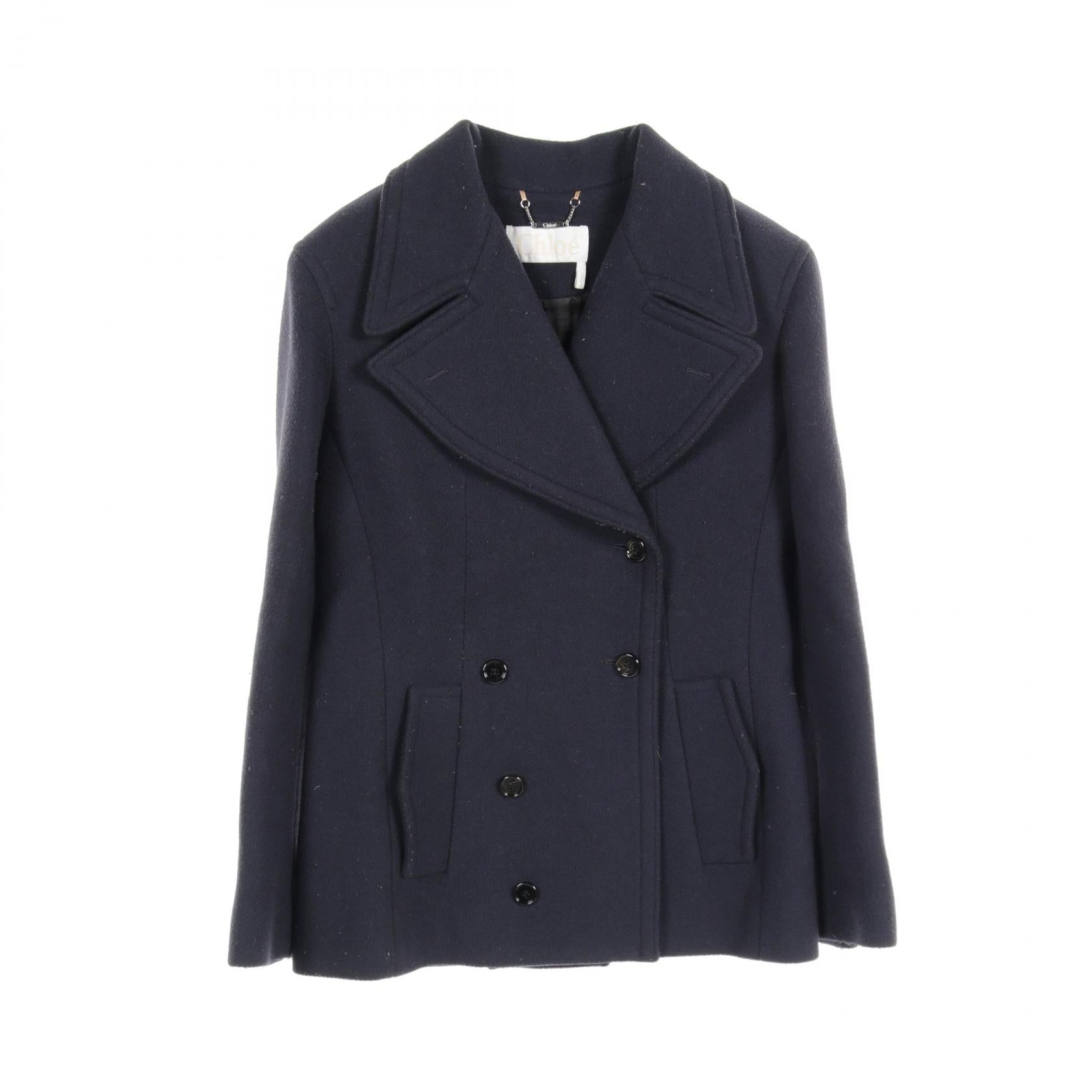 Chloe Wool Peacoat Navy Outerwear