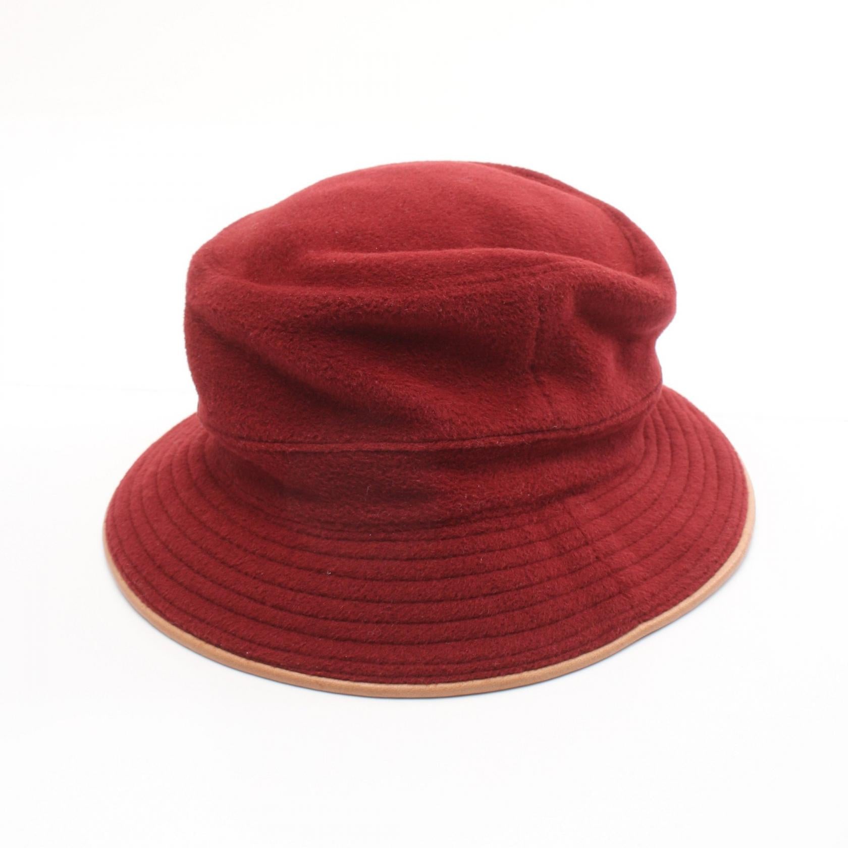 Hermes Leather Cashmere Angora Hat