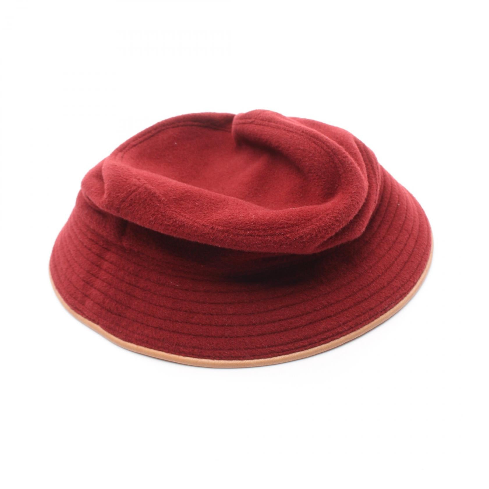 Hermes Leather Cashmere Angora Hat