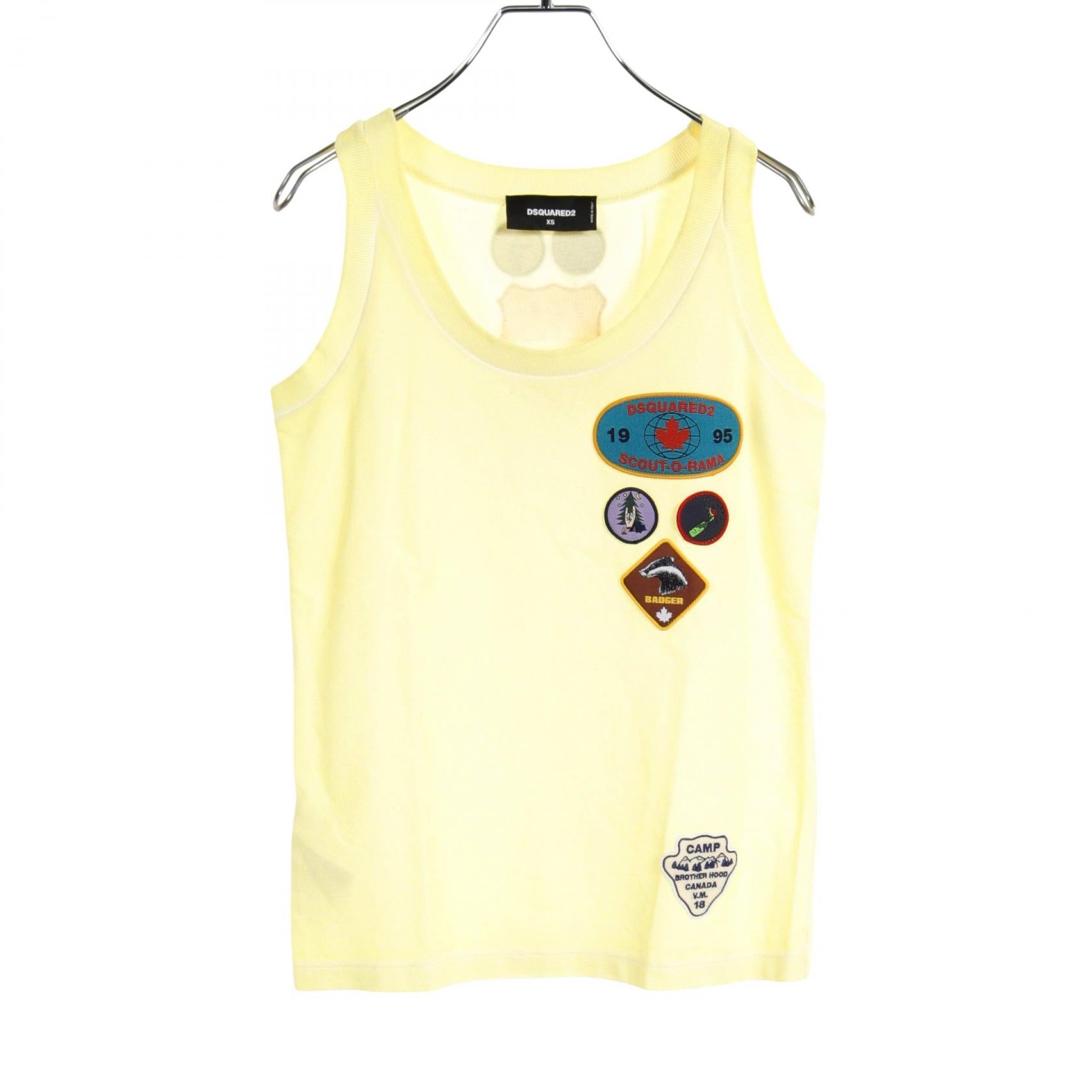 Dsquared2 Cotton Tank Top Yellow Multicolor