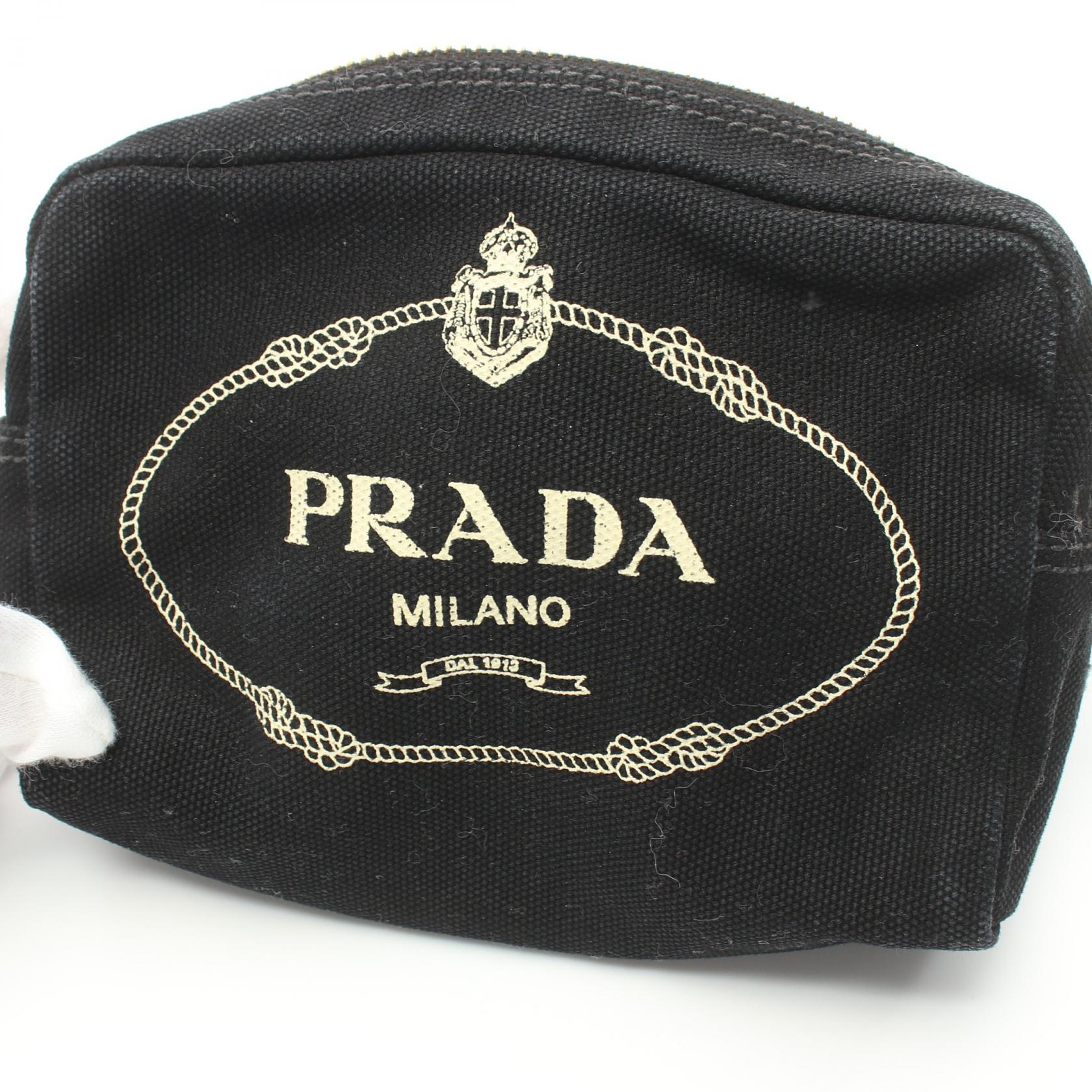 Prada  Canapa Canvas Mini Pouch Canvas Vanity Bag 1NA693 in Very Good Condition