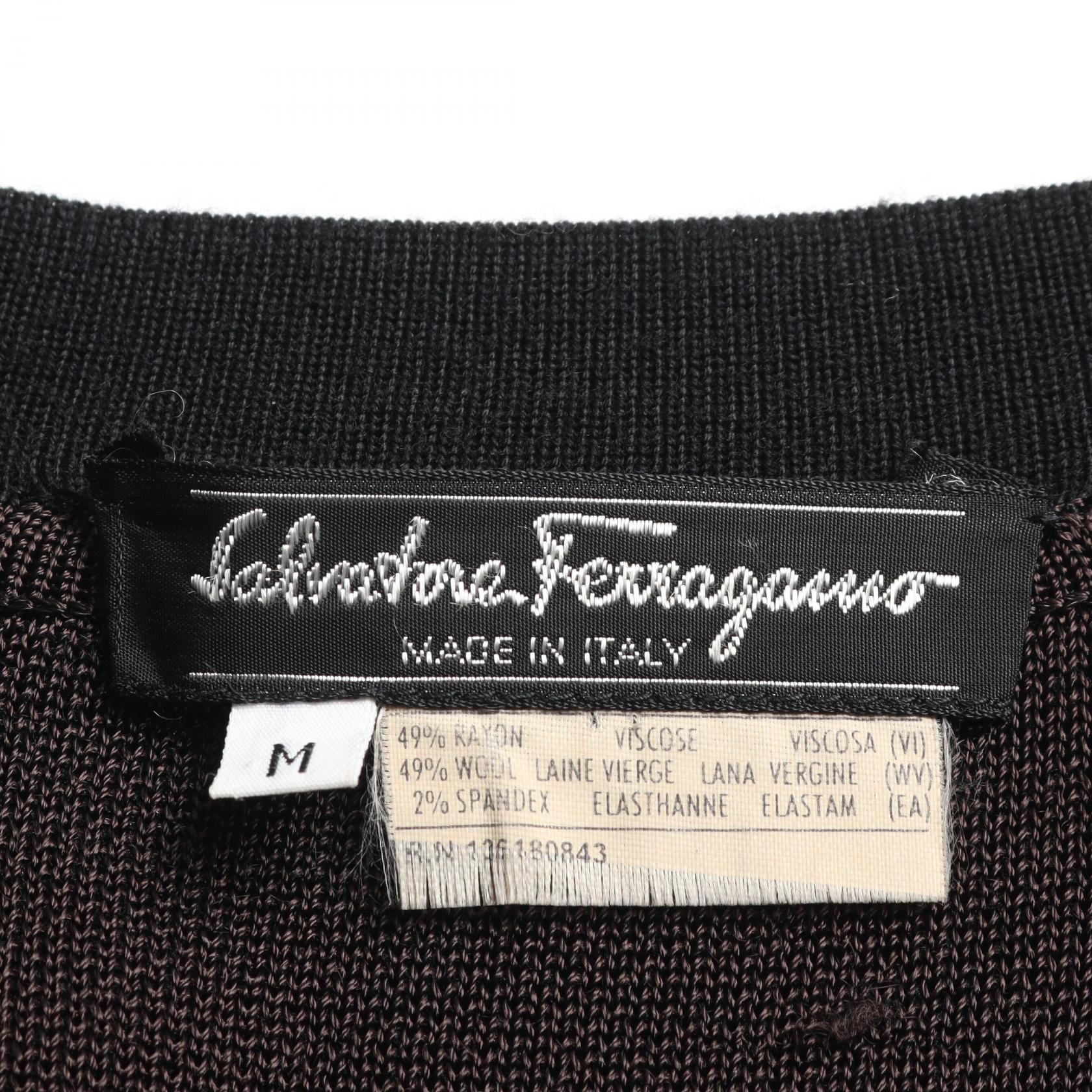 Salvatore Ferragamo Wool Long Cardigan Black/Brown