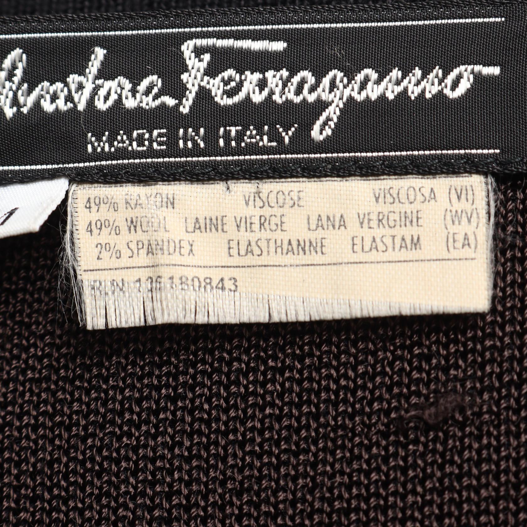 Salvatore Ferragamo Wool Long Cardigan Black/Brown