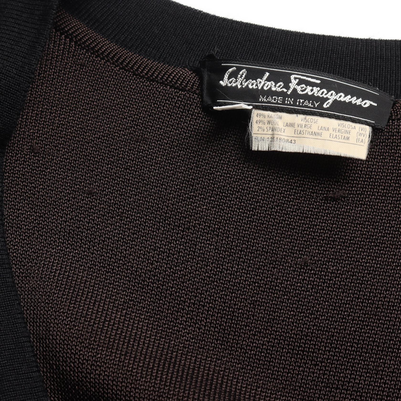 Salvatore Ferragamo Wool Long Cardigan Black/Brown