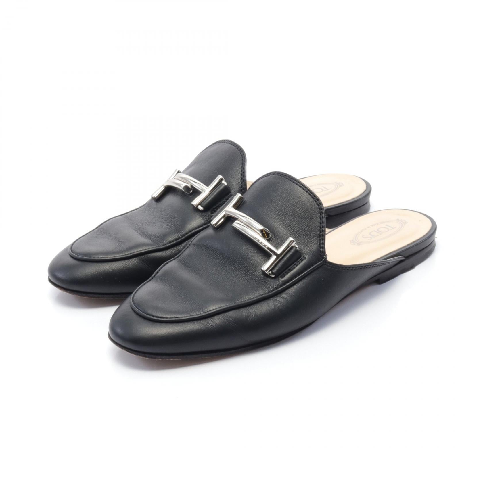 Tod's Double T Leather Mules Black