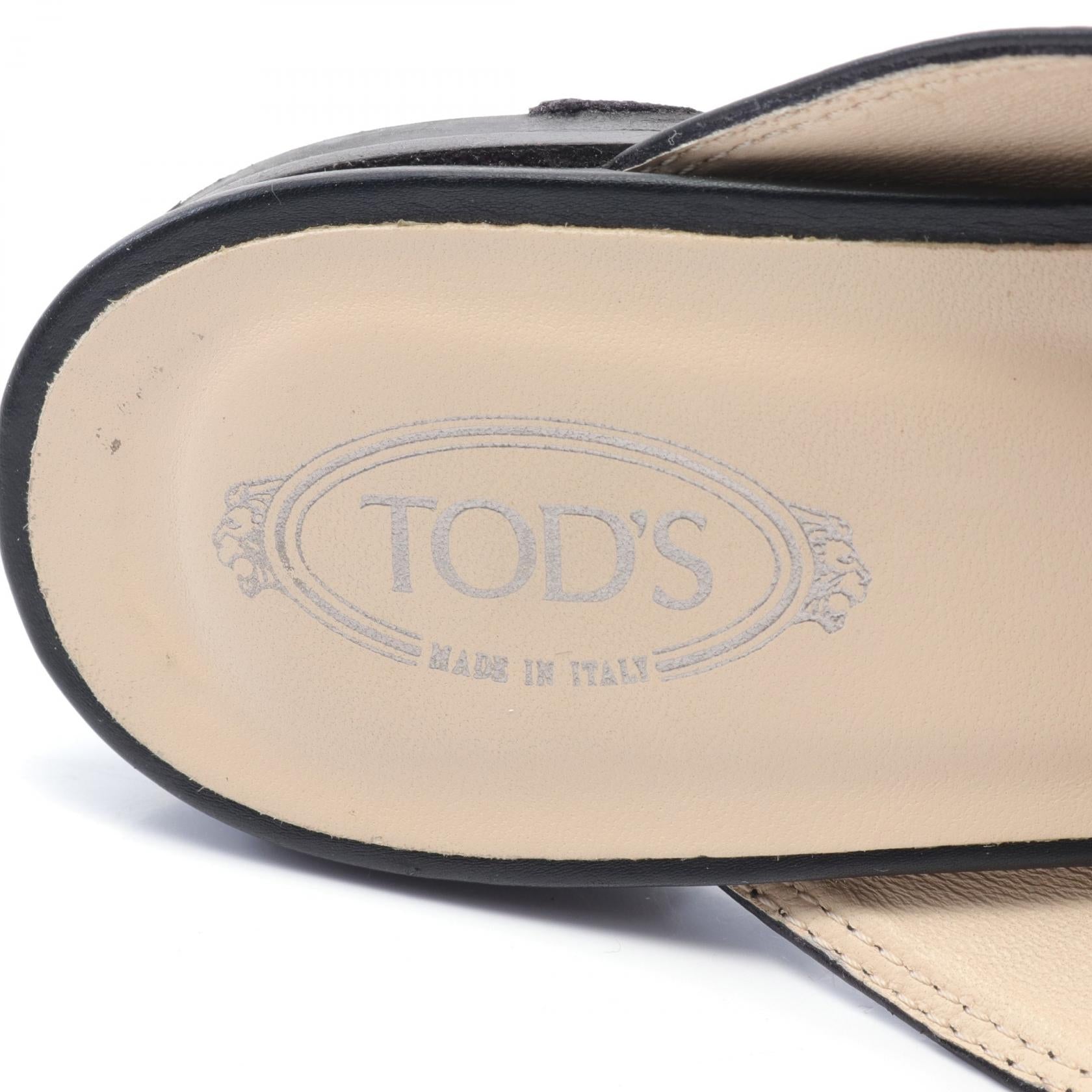 Tod's Double T Leather Mules Black