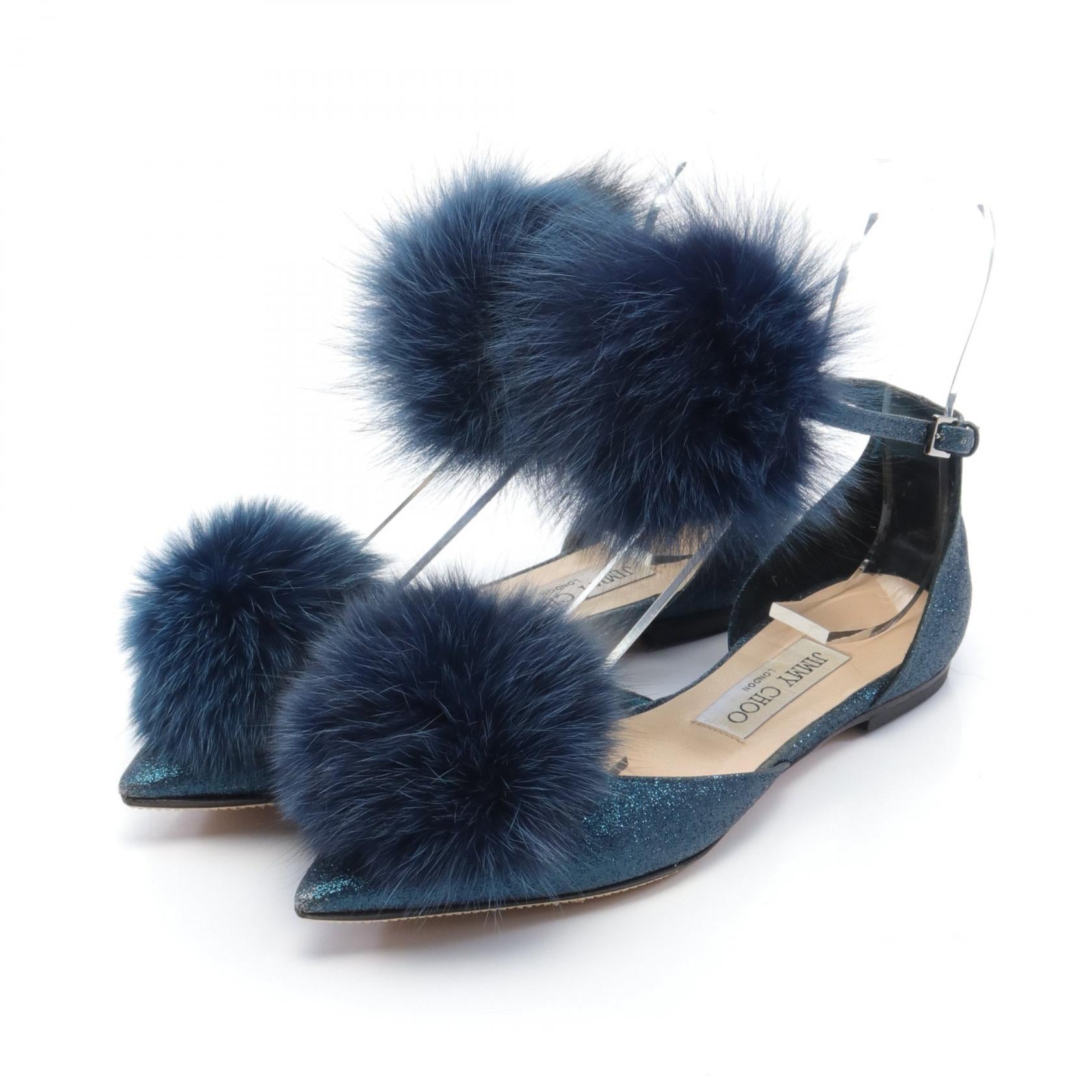 Jimmy Choo Glitter Fur Dolly Flat Shoes