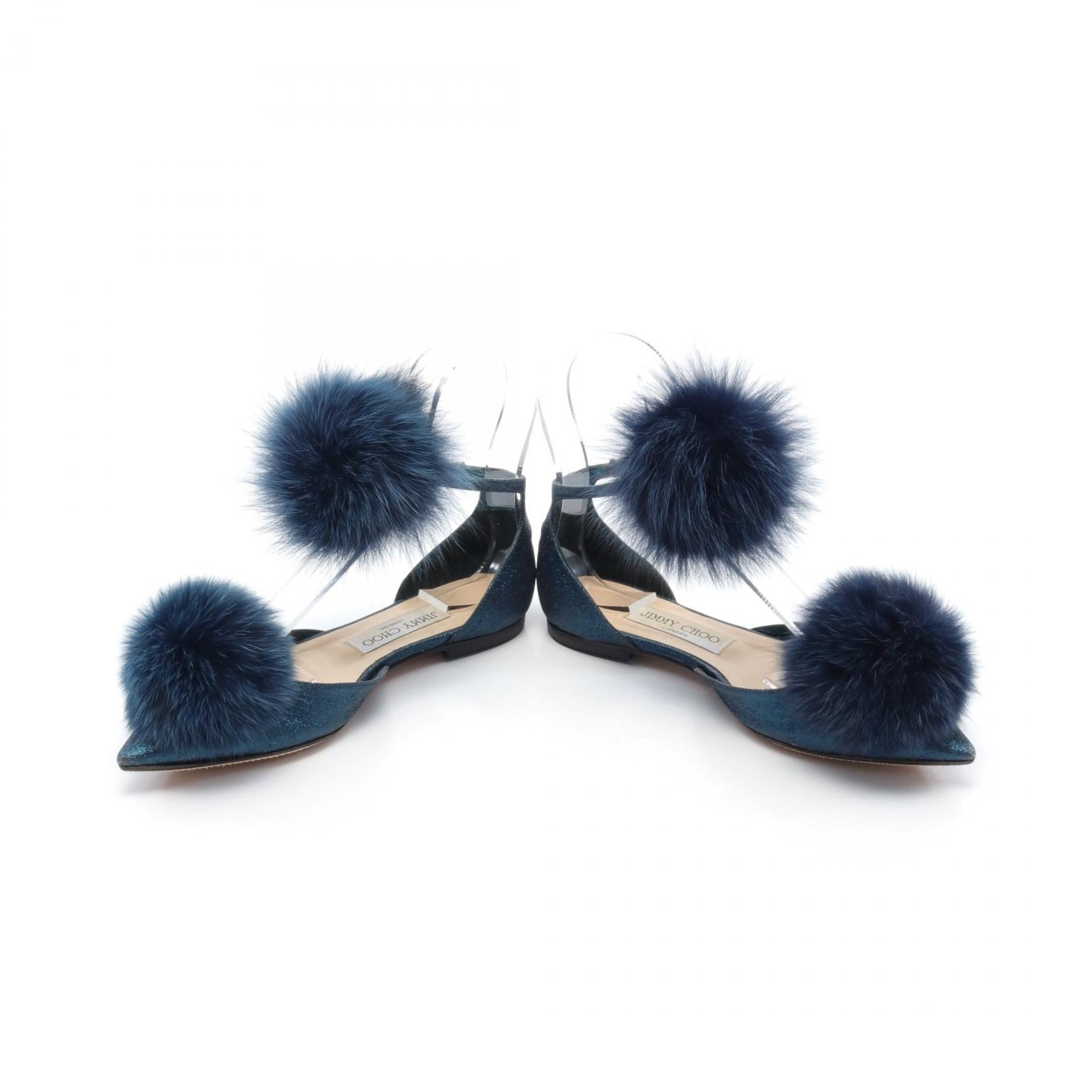 Jimmy Choo Glitter Fur Dolly Flat Shoes