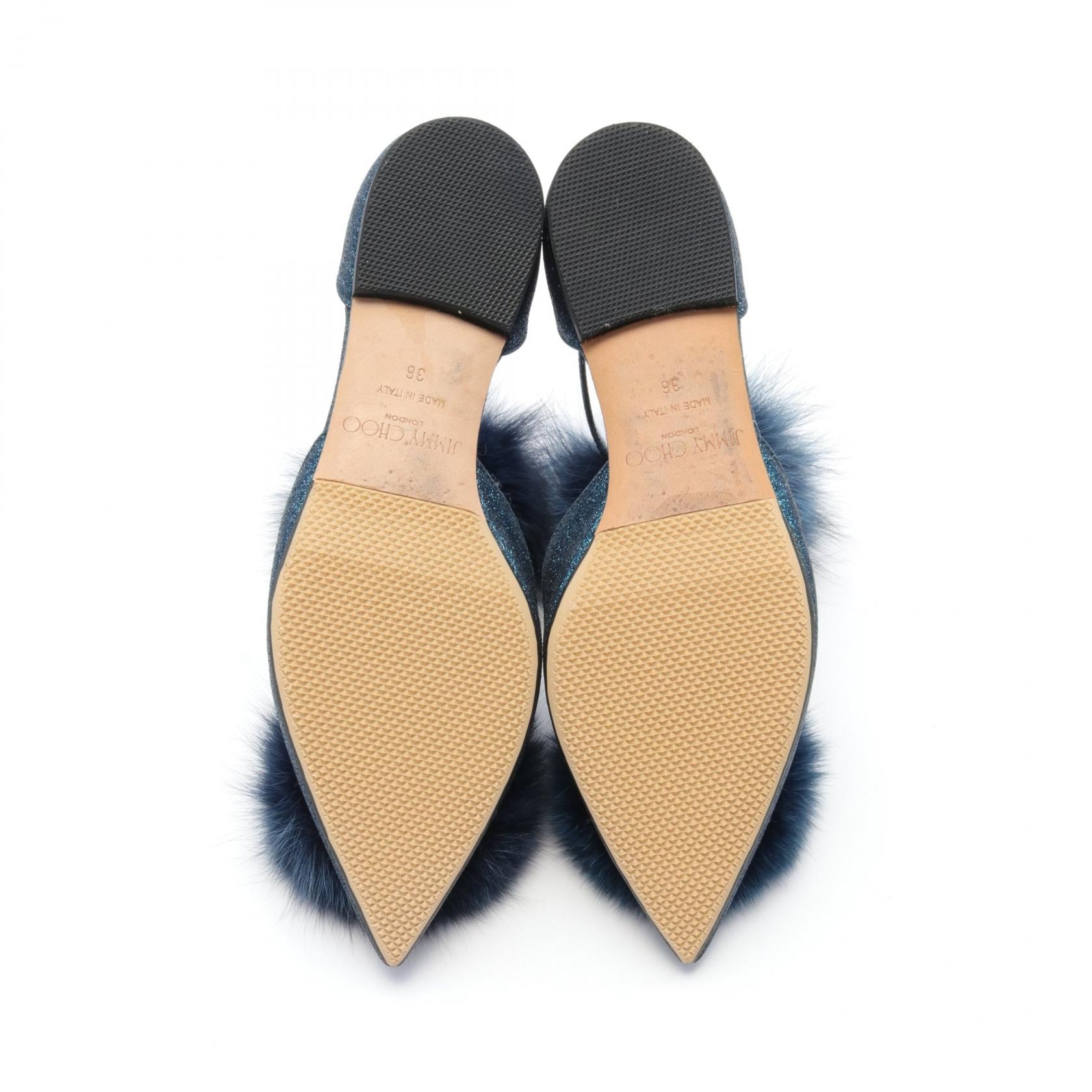 Jimmy Choo Glitter Fur Dolly Flat Shoes