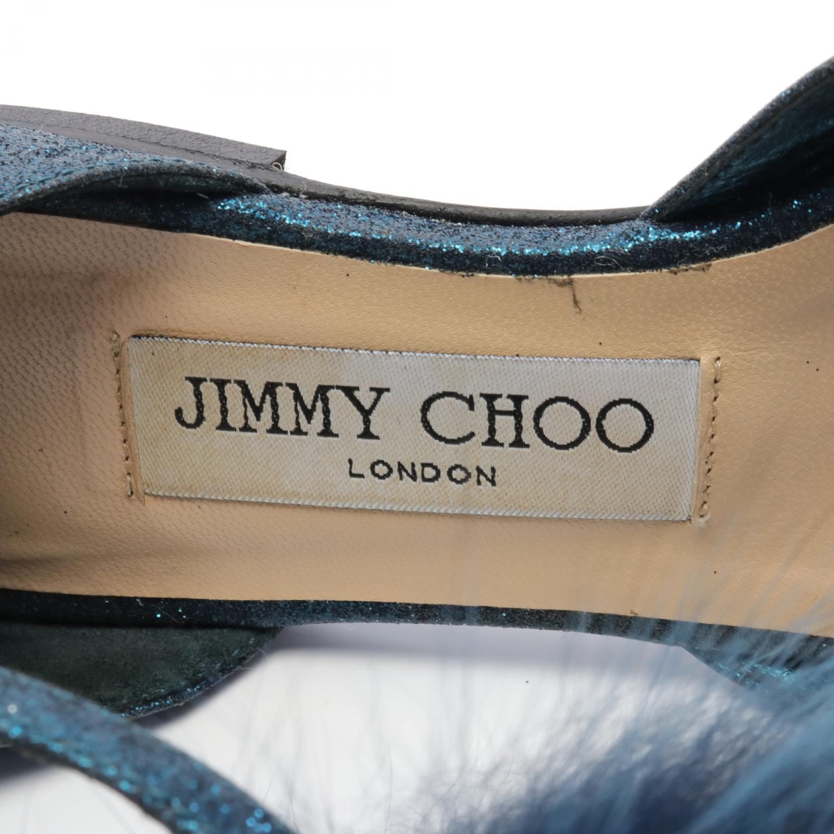 Jimmy Choo Glitter Fur Dolly Flat Shoes