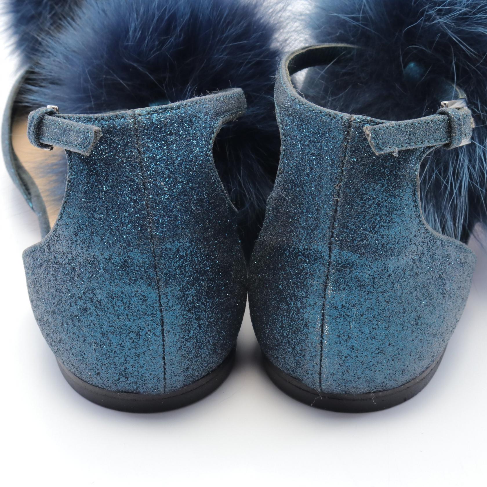 Jimmy Choo Glitter Fur Dolly Flat Shoes