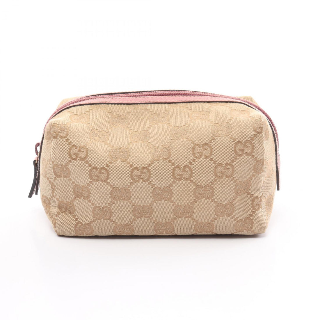 Gucci GG Canvas Leather Pouch Beige/Pink