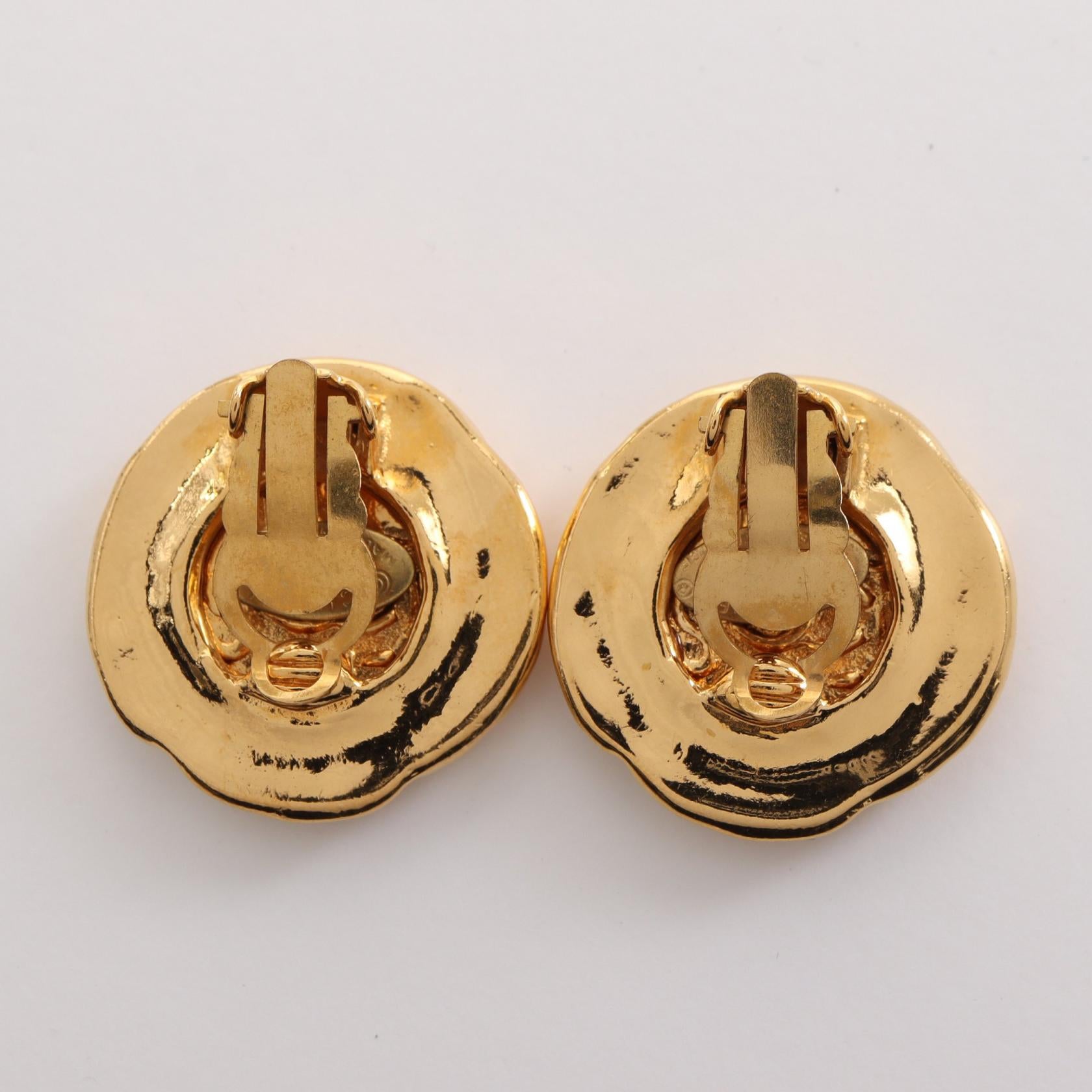 Chanel Coco Mark Earrings Gold GP 93P