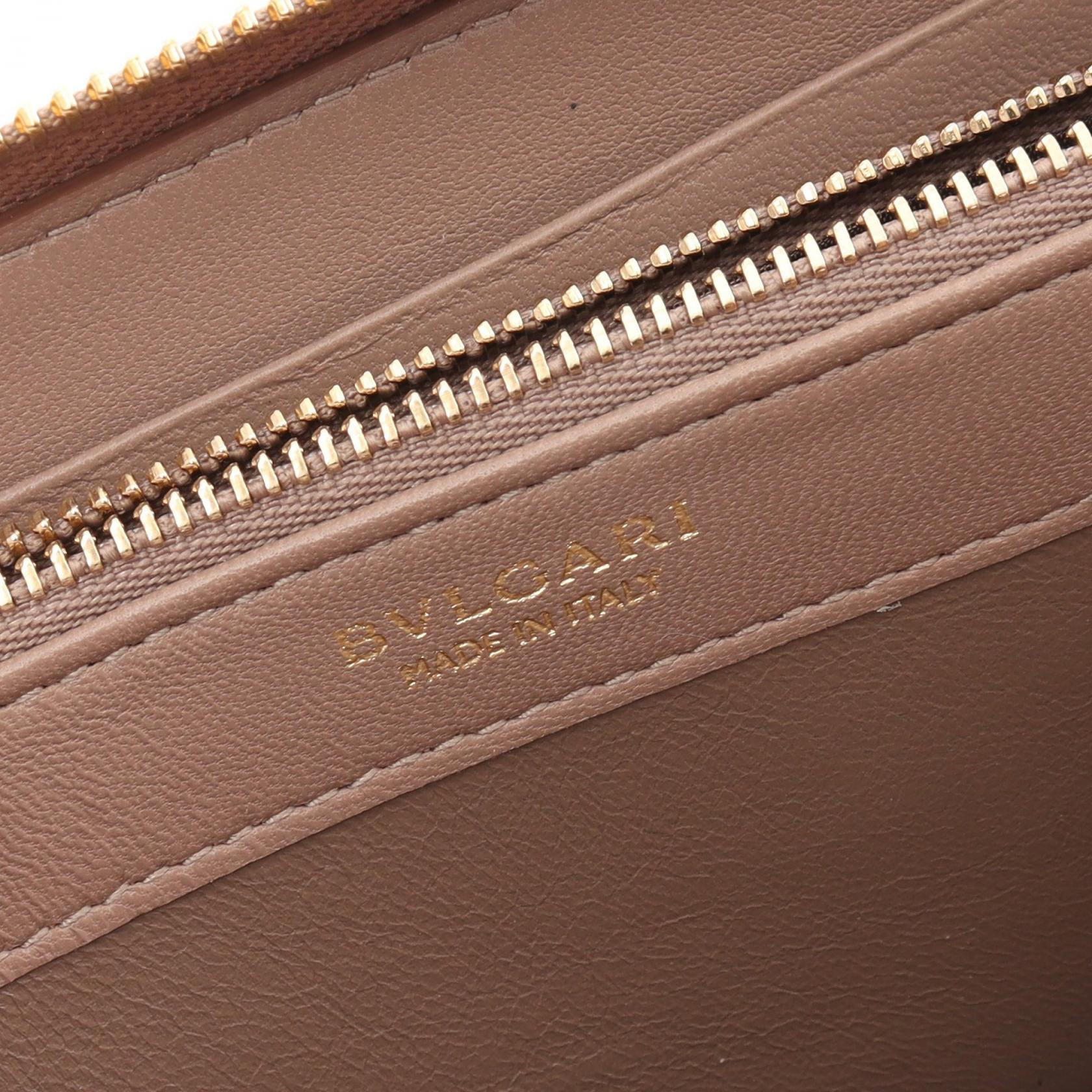 Bvlgari Leather Round Long Wallet Gold