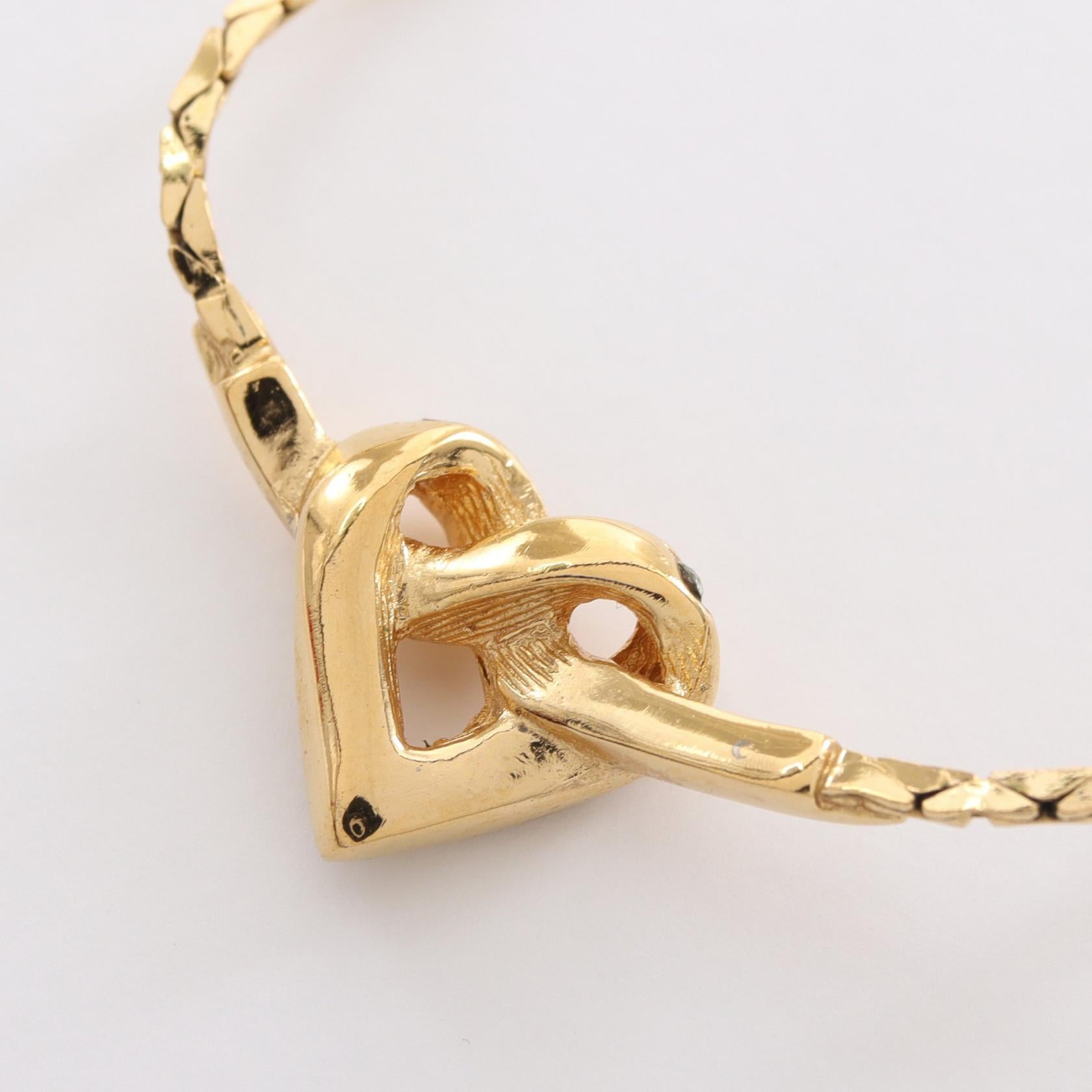 Dior Heart Necklace Gold Plated Rhinestone