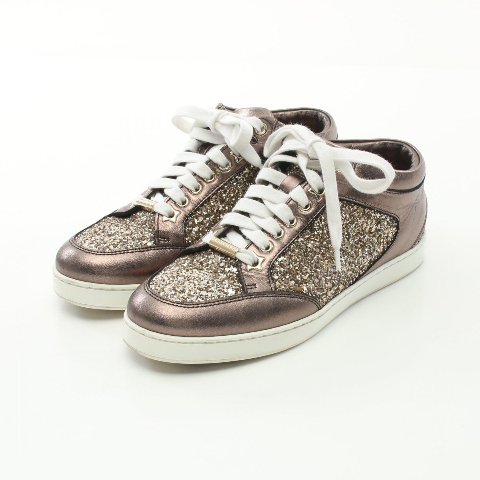 Jimmy Choo Leather Glitter Sneakers