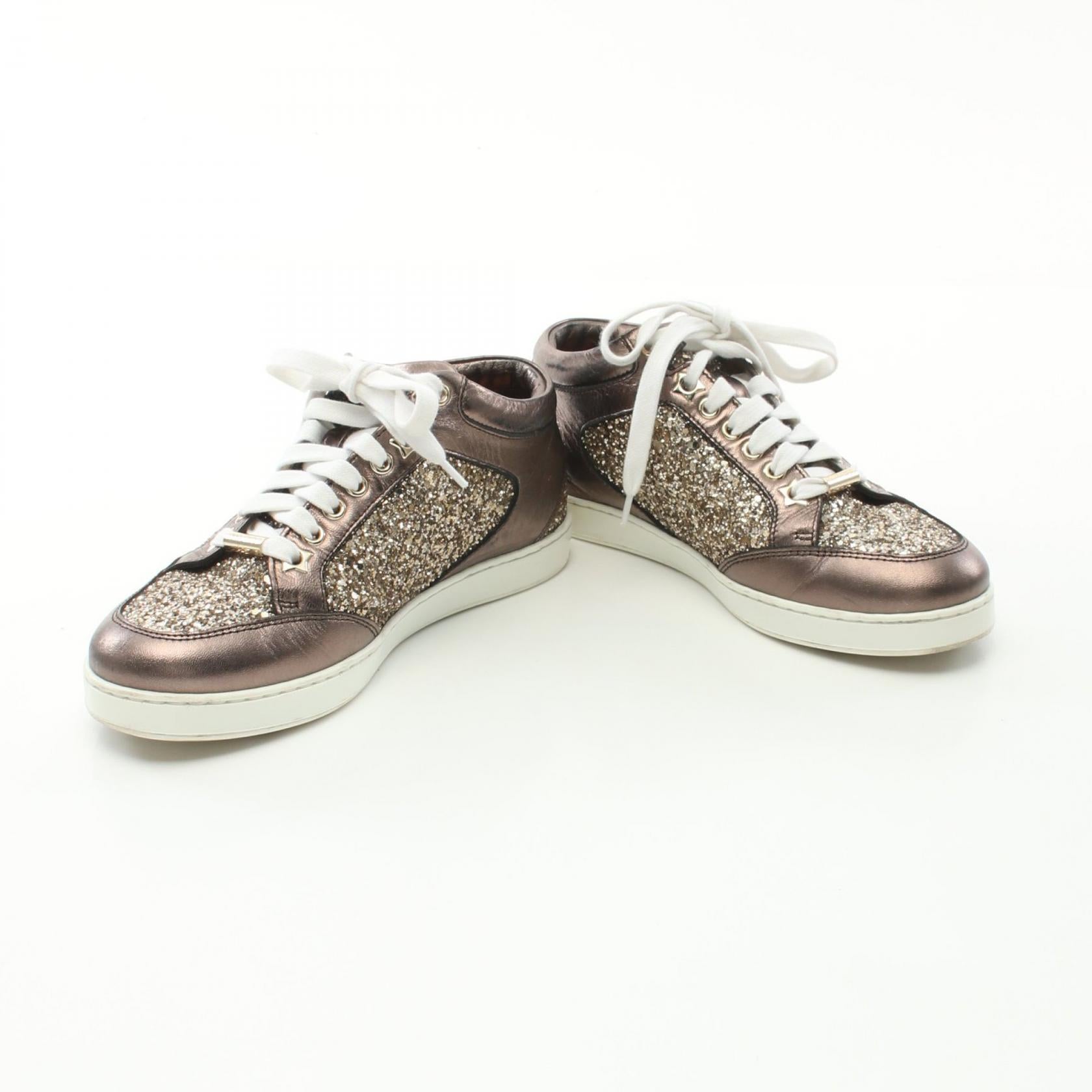 Jimmy Choo Leather Glitter Sneakers