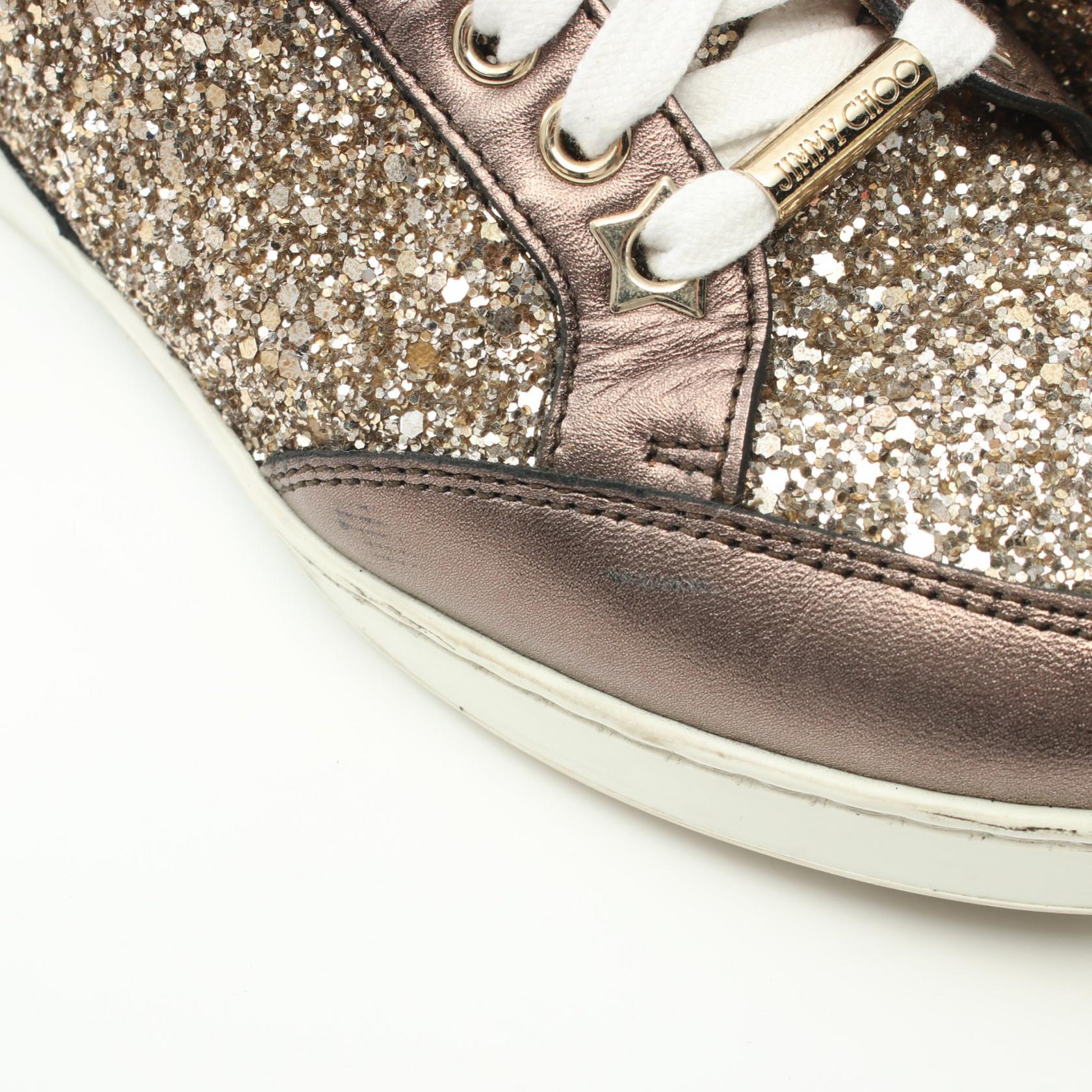 Jimmy Choo Leather Glitter Sneakers