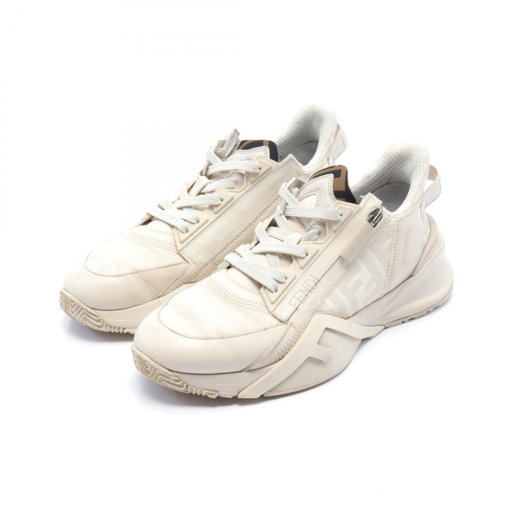 Fendi FLOW Sneakers Leather Canvas Ivory