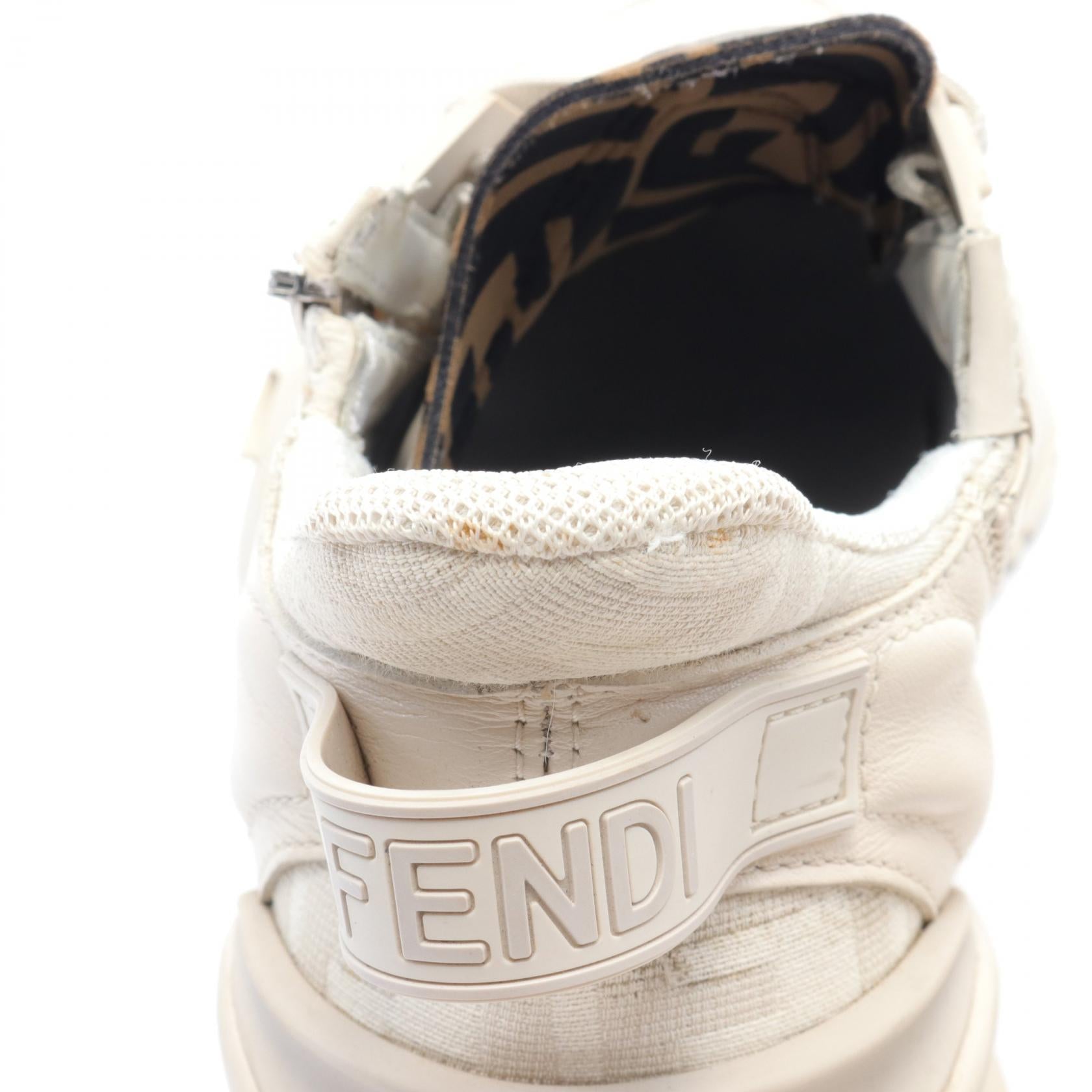 Fendi FLOW Sneakers Leather Canvas Ivory