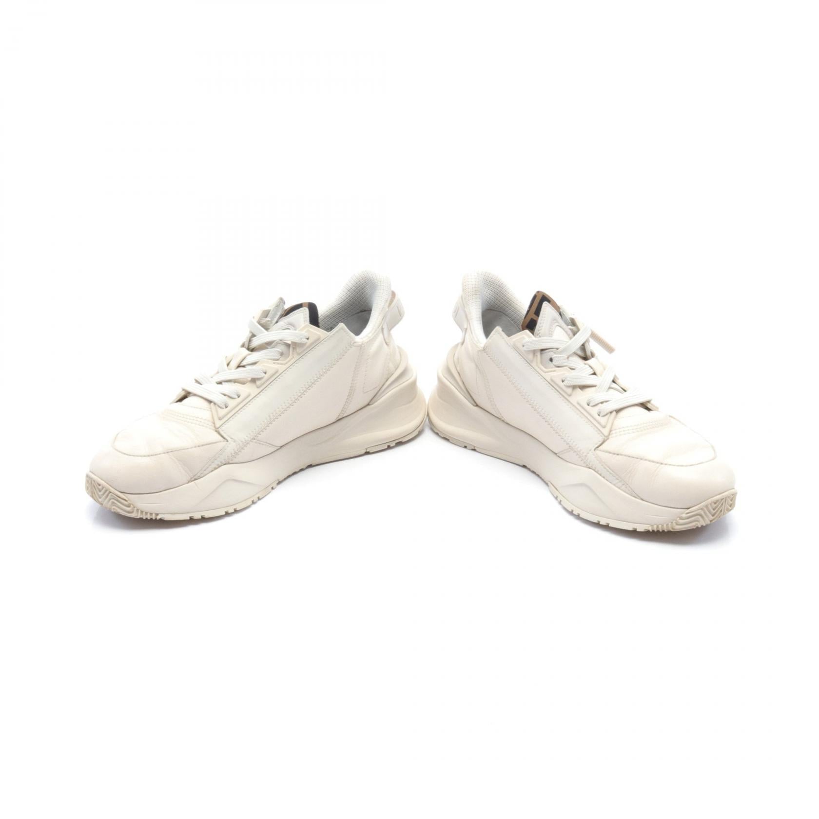 Fendi FLOW Sneakers Leather Canvas Ivory