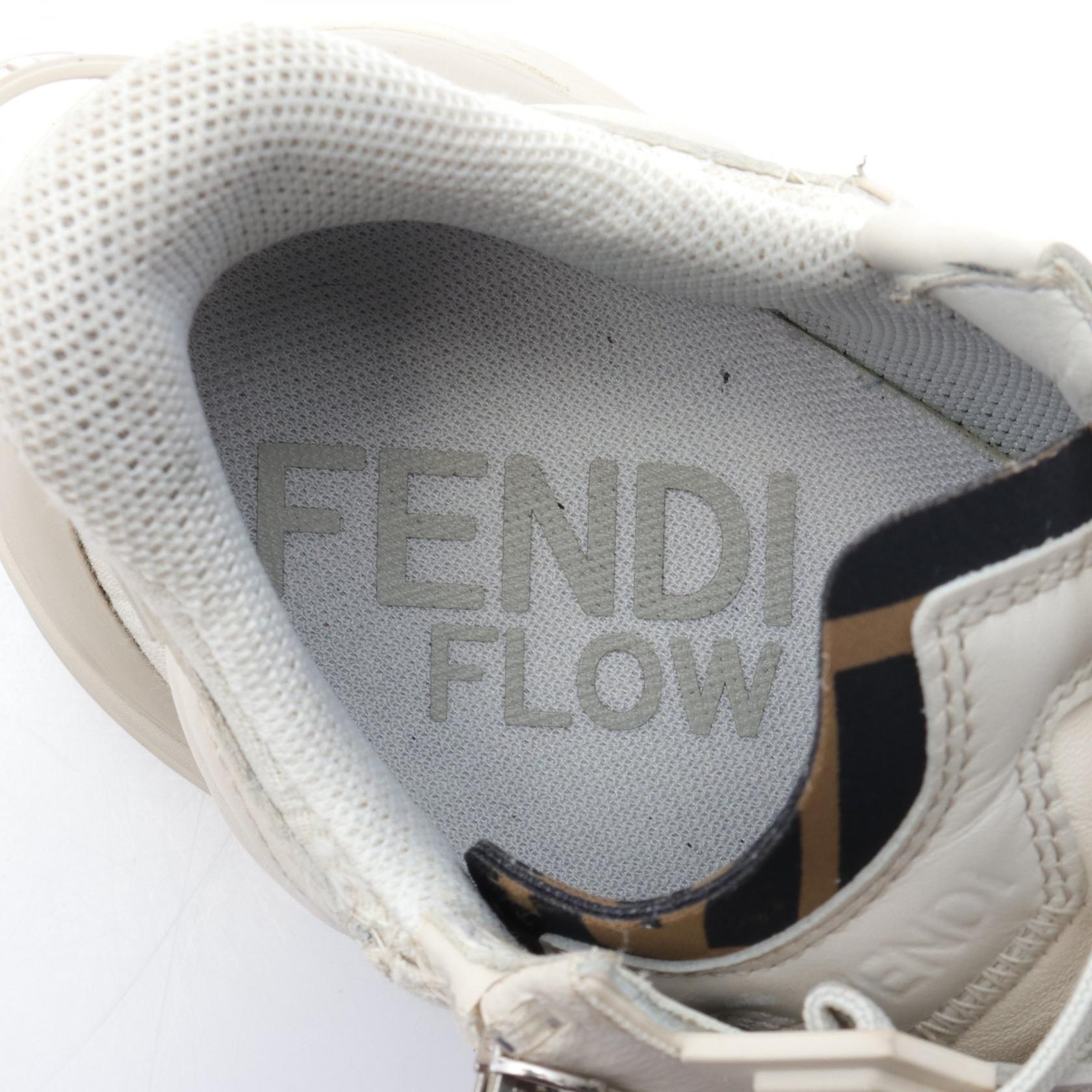 Fendi FLOW Sneakers Leather Canvas Ivory