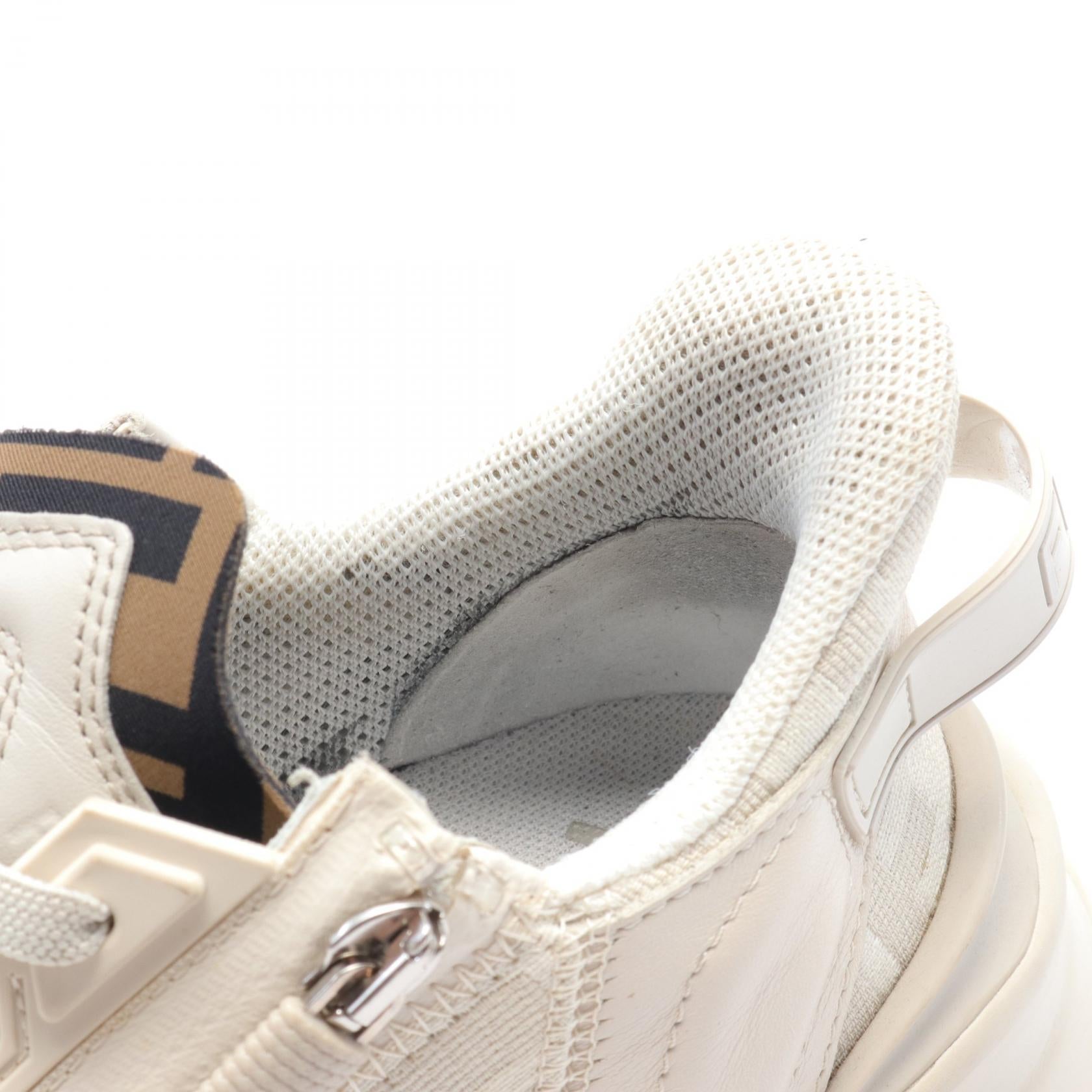 Fendi FLOW Sneakers Leather Canvas Ivory