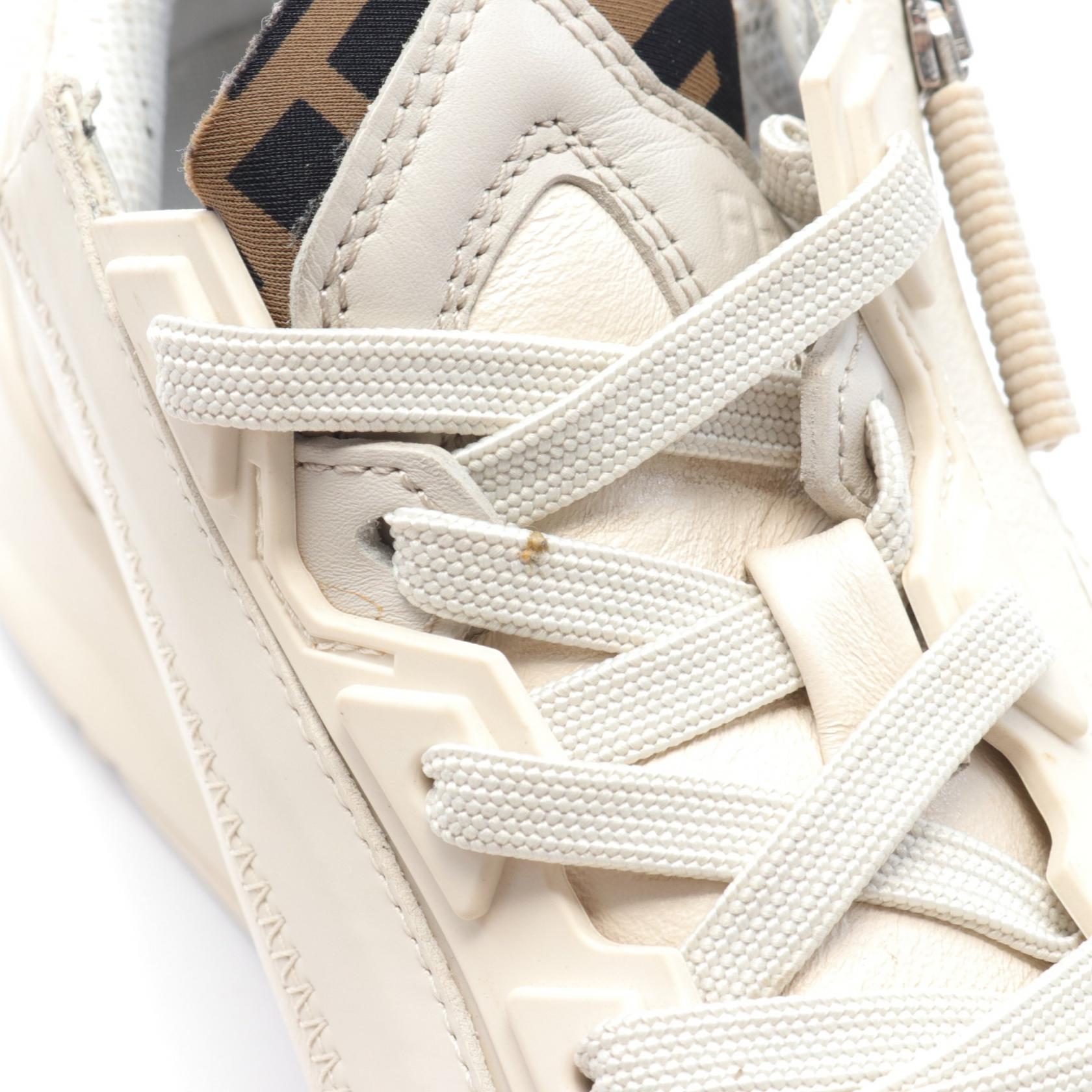 Fendi FLOW Sneakers Leather Canvas Ivory