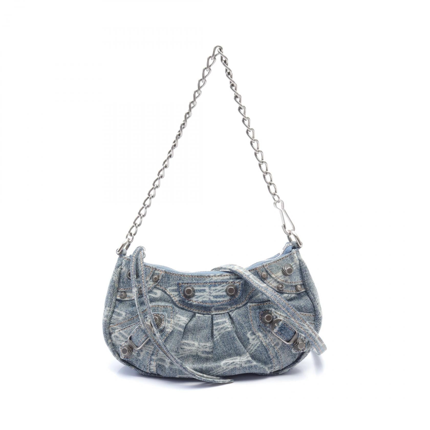 Balenciaga LE CAGOLE Mini Bag Denim Shoulder Bag 695814 in Very Good Condition