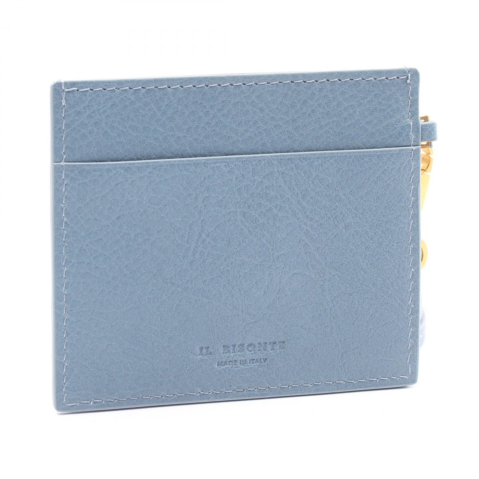 IL BISONTE Leather Card Case Blue