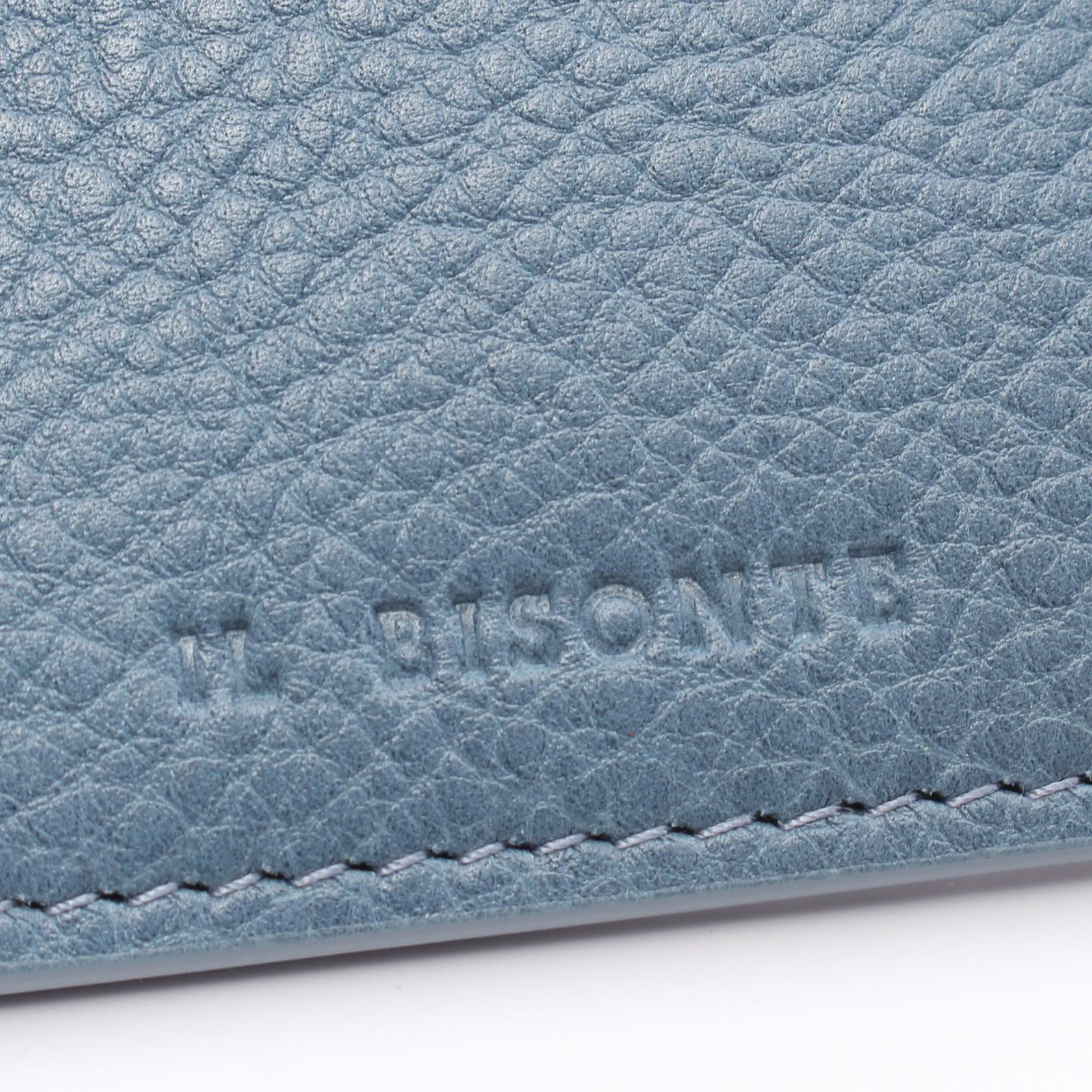 IL BISONTE Leather Card Case Blue