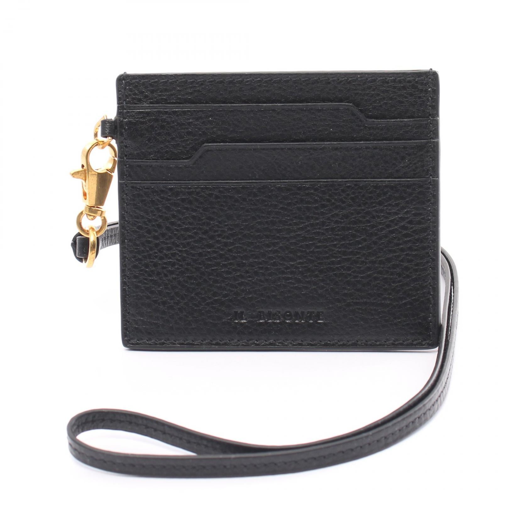 IL BISONTE Leather Card Case Black