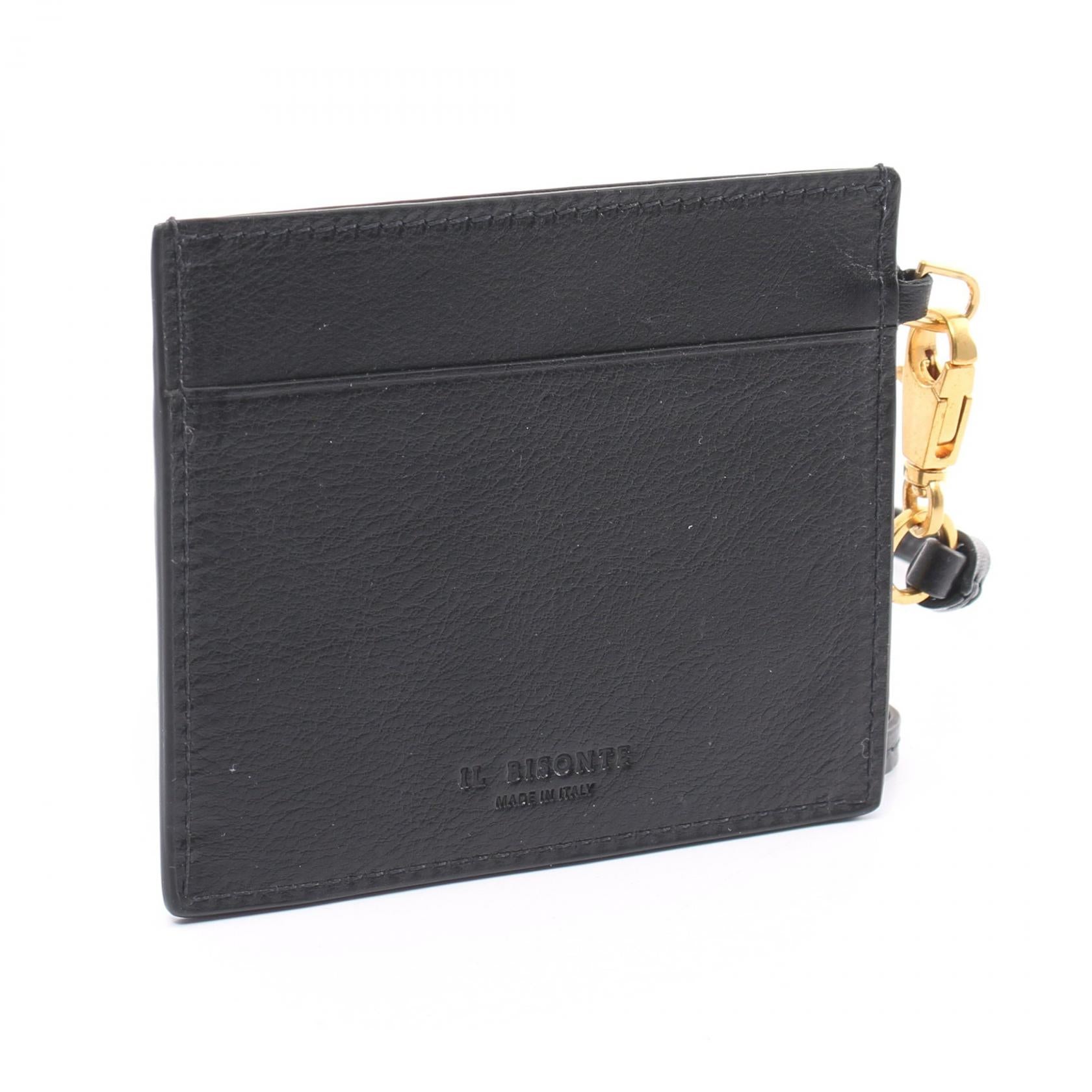 IL BISONTE Leather Card Case Black