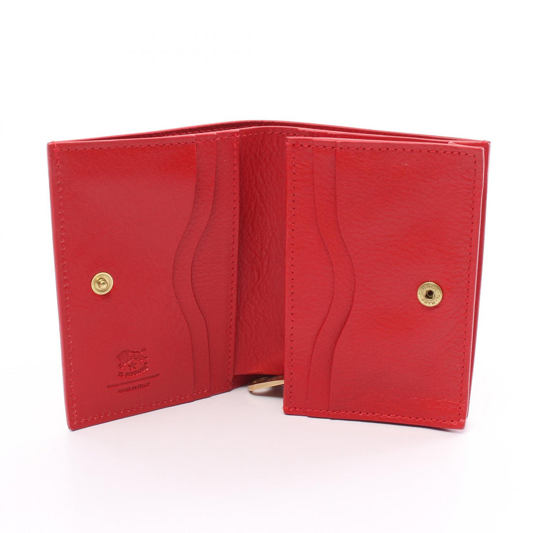 IL BISONTE OLIVETA Leather Bifold Wallet Red