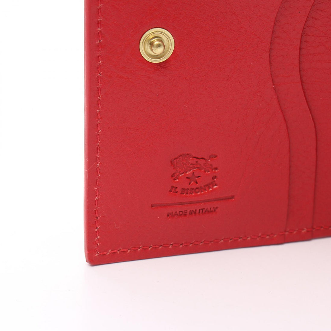 IL BISONTE OLIVETA Leather Bifold Wallet Red