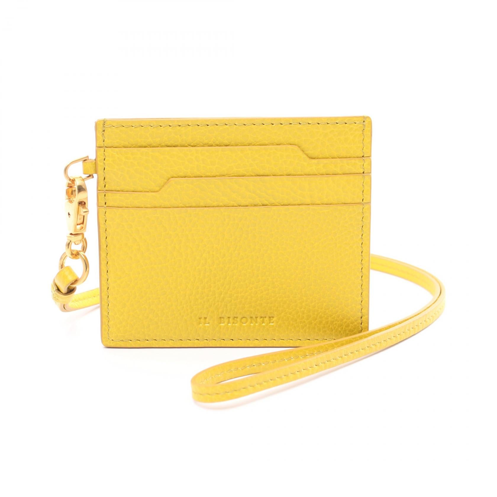 IL BISONTE Leather Card Case Yellow