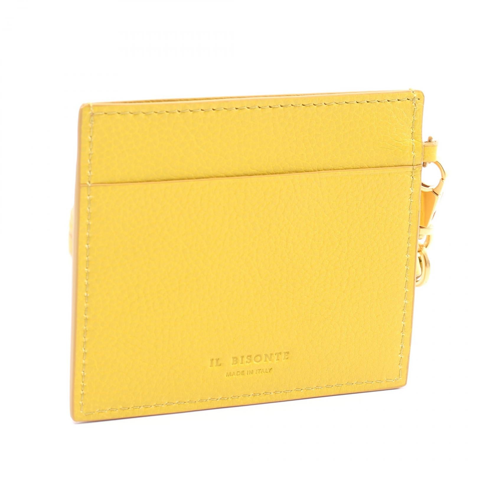 IL BISONTE Leather Card Case Yellow